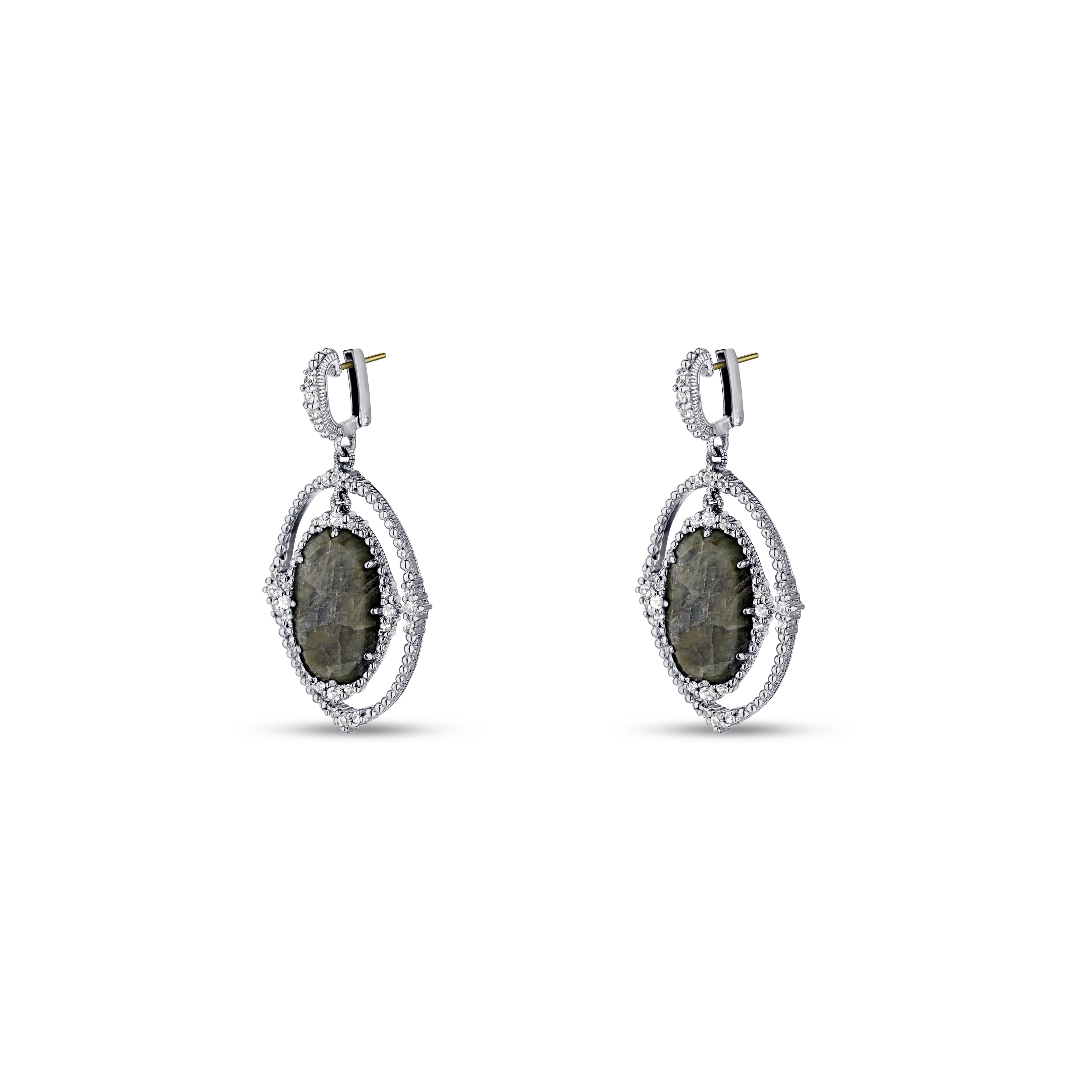 Oval Navy Sapphire Sophia Drop Earrings