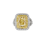 Platinum And 18K Gold 5 Carat Fancy-Yellow Diamond Ring