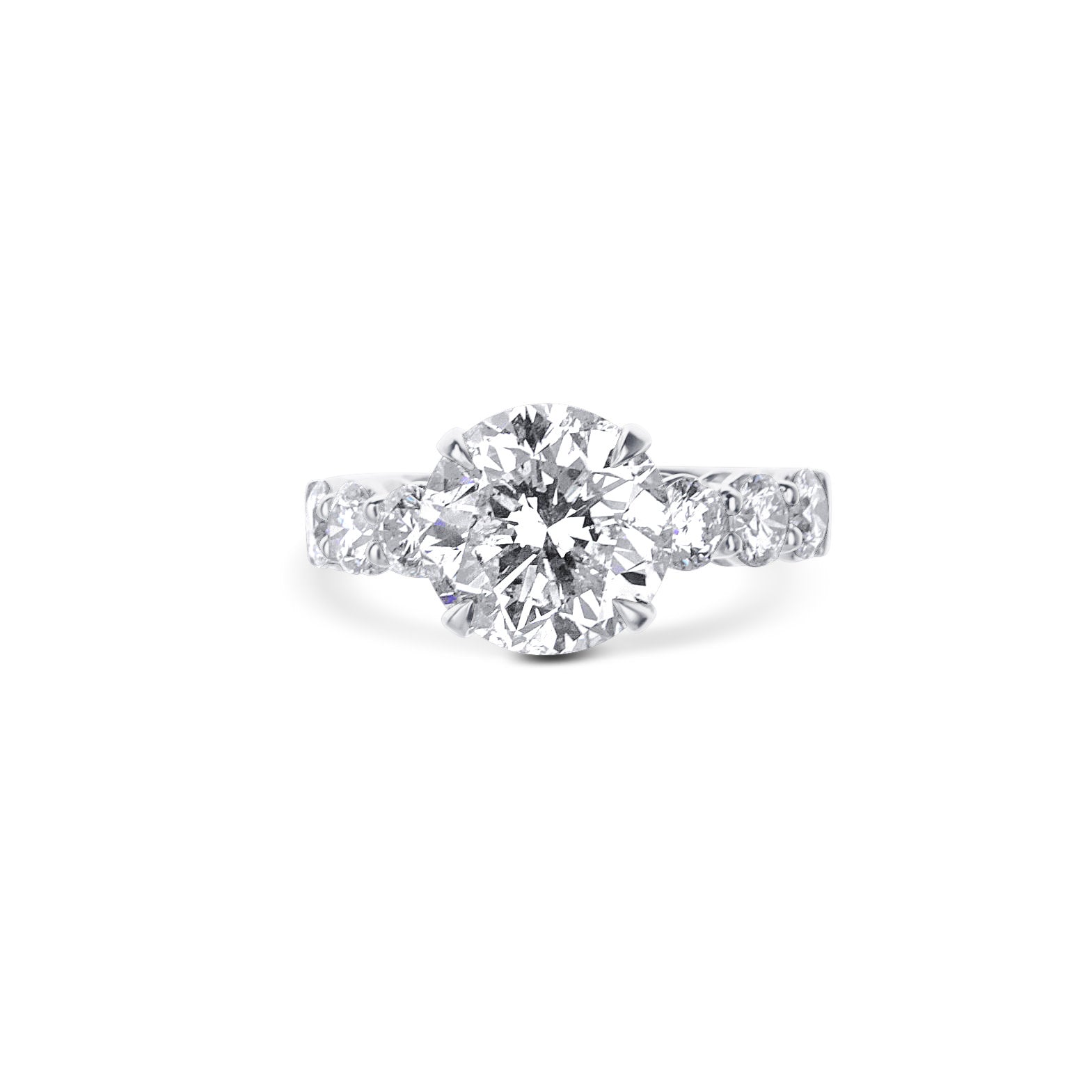 18K White Gold Stunning Round Diamond Engagement Ring
