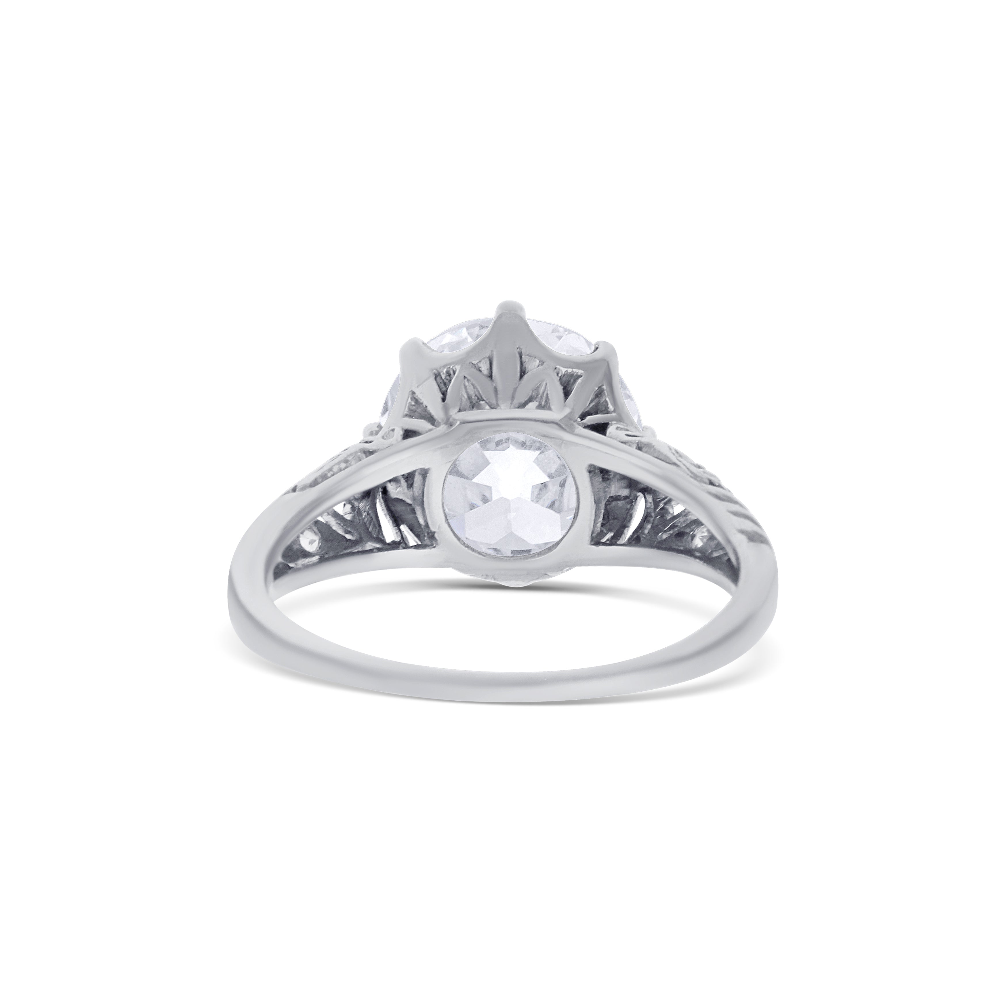 Platinum Art Deco Engagement Ring With A 3.30Ct Old European Brilliant Center Stone