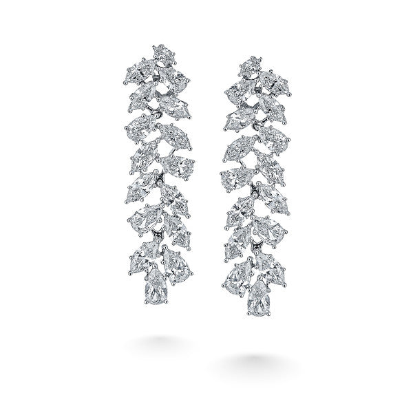 18K White Gold Pear And Marquis Diamond Dangle Earrings