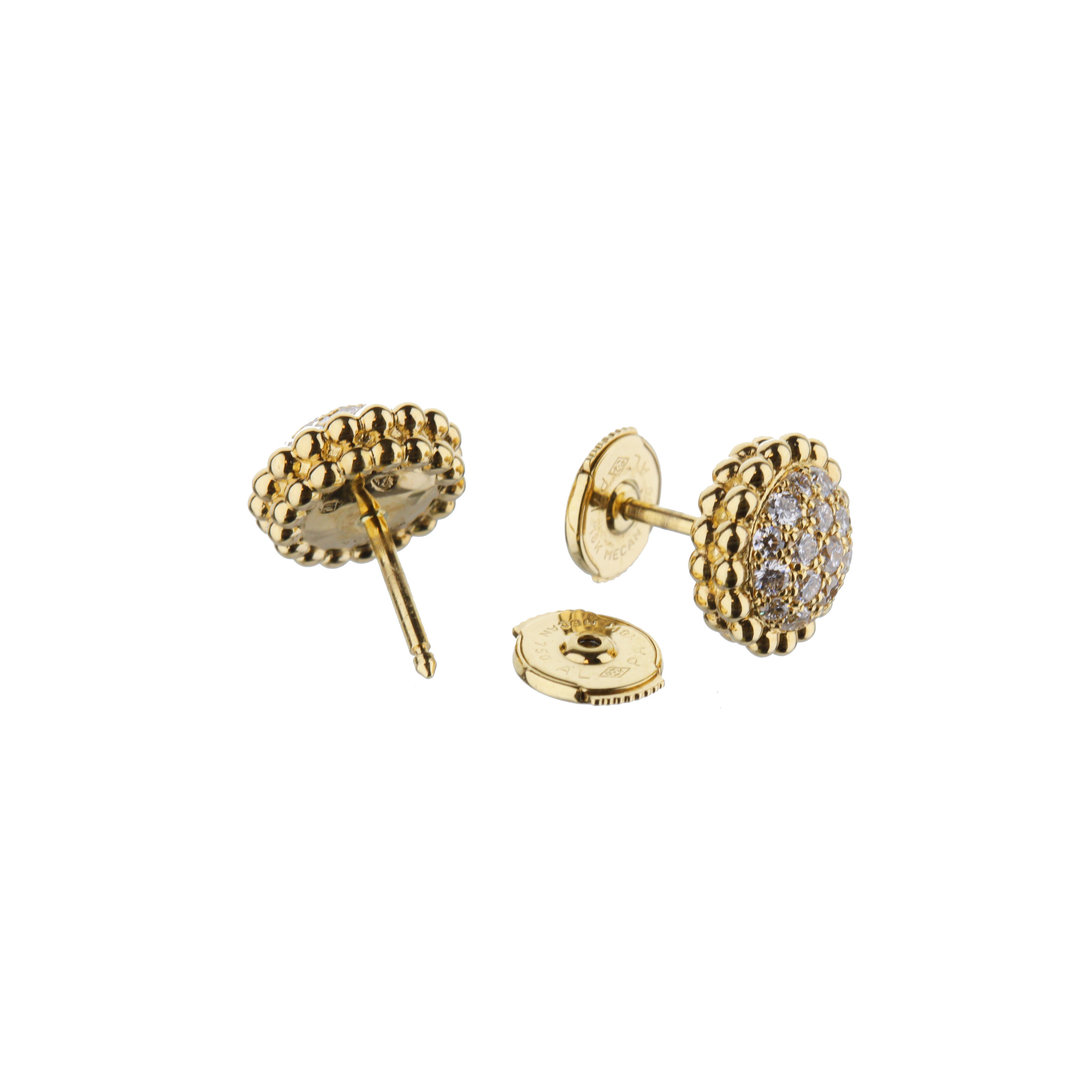 Van Cleef & Arpels Perlã©E Diamond Earrings 18K Yellow Gold Ref:Vcaro9Pg00
