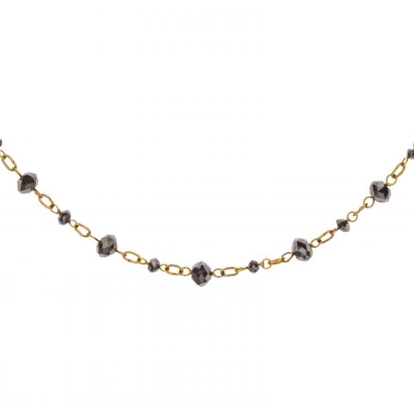 18K Rose Gold Black Diamond Briolette Bead 20" Necklace
