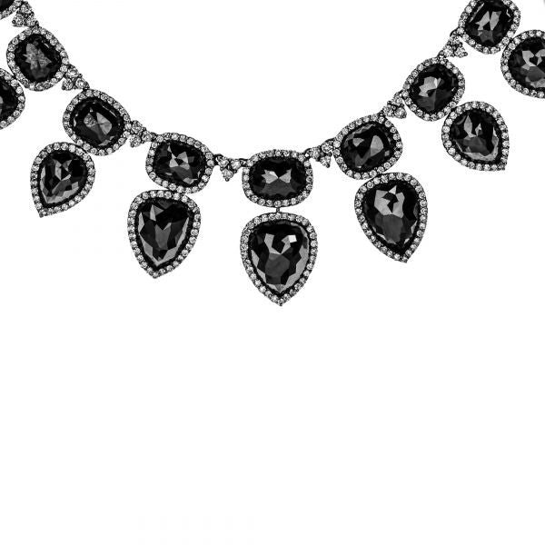 14K White Gold Black Rhodium-Plated Black Diamond Pear-Shaped Necklace