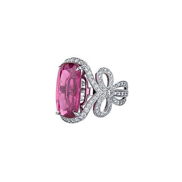 18K White Gold Rubellite In Bow Mounting