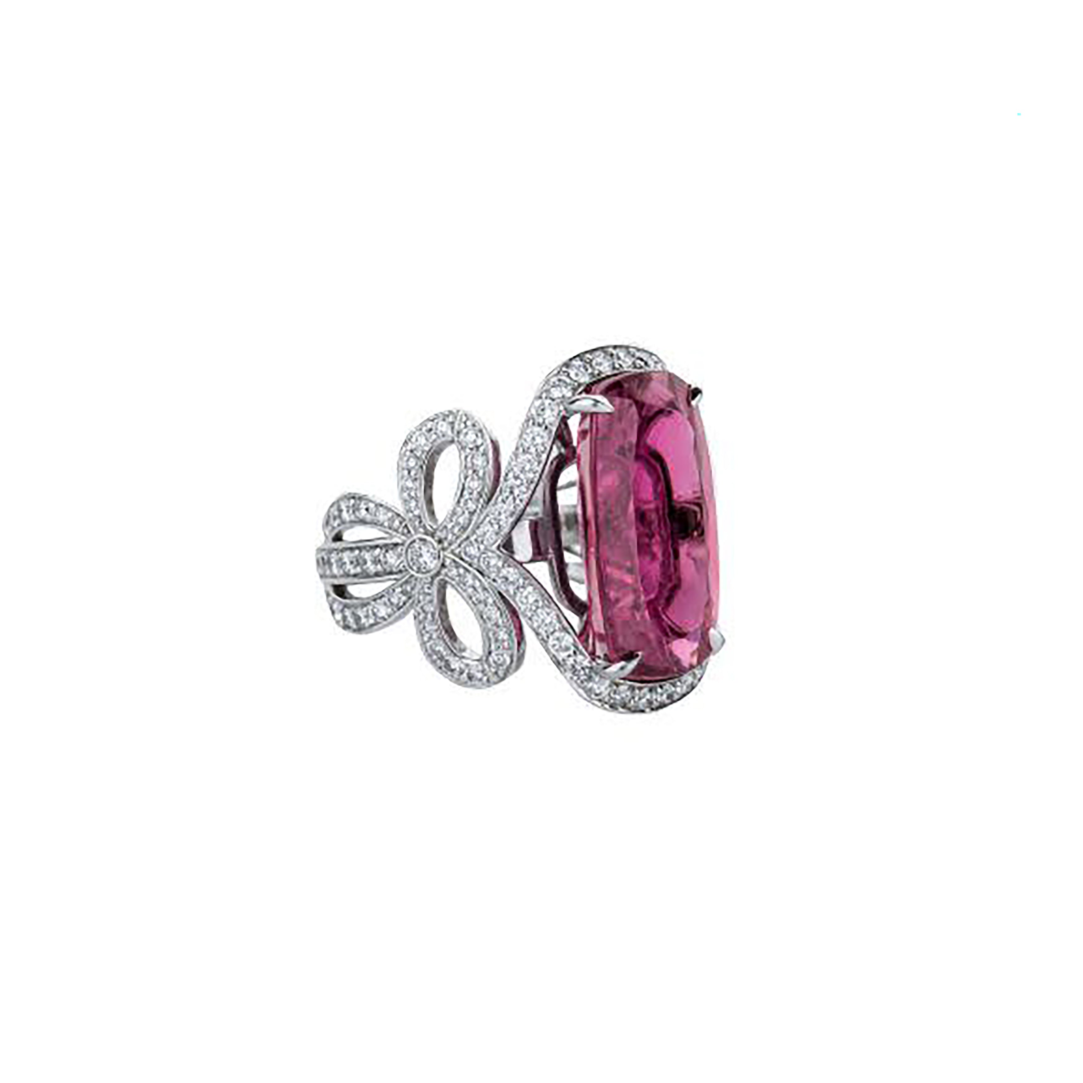 18K White Gold Rubellite In Bow Mounting