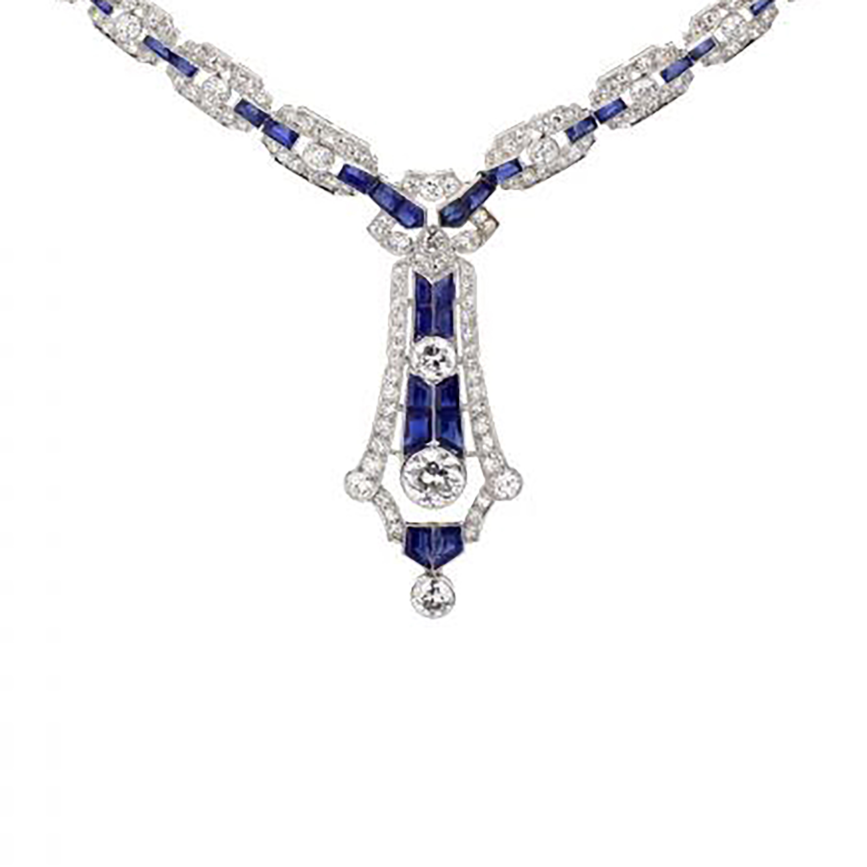 Antique Natural Sapphire And Diamond Necklace