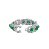 Art Deco Diamond And Emerald Cab Panel Bracelet