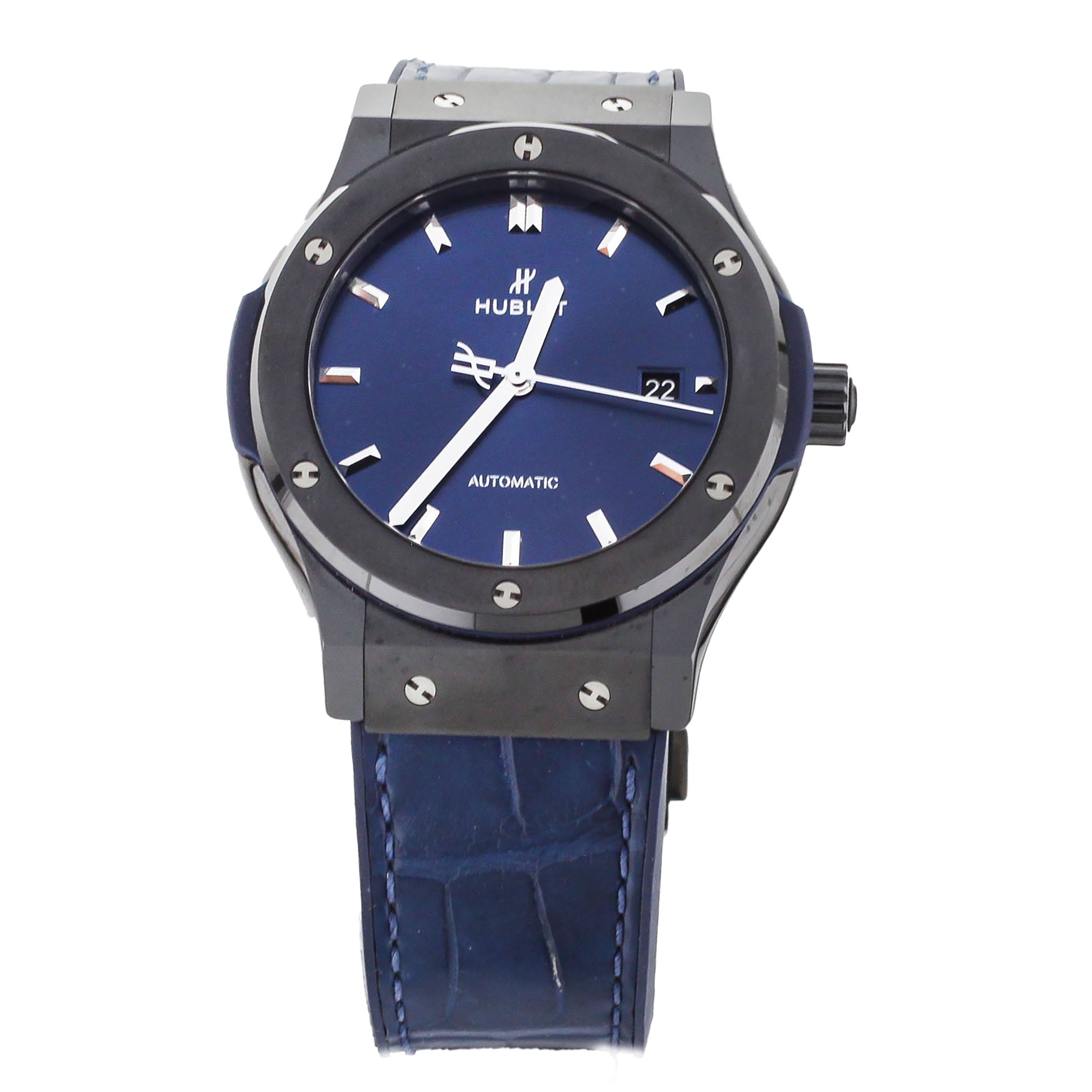 Hublot Classic Fusion Blue Dial Ceramic on Leather 42mm 542.CH.7170.LR