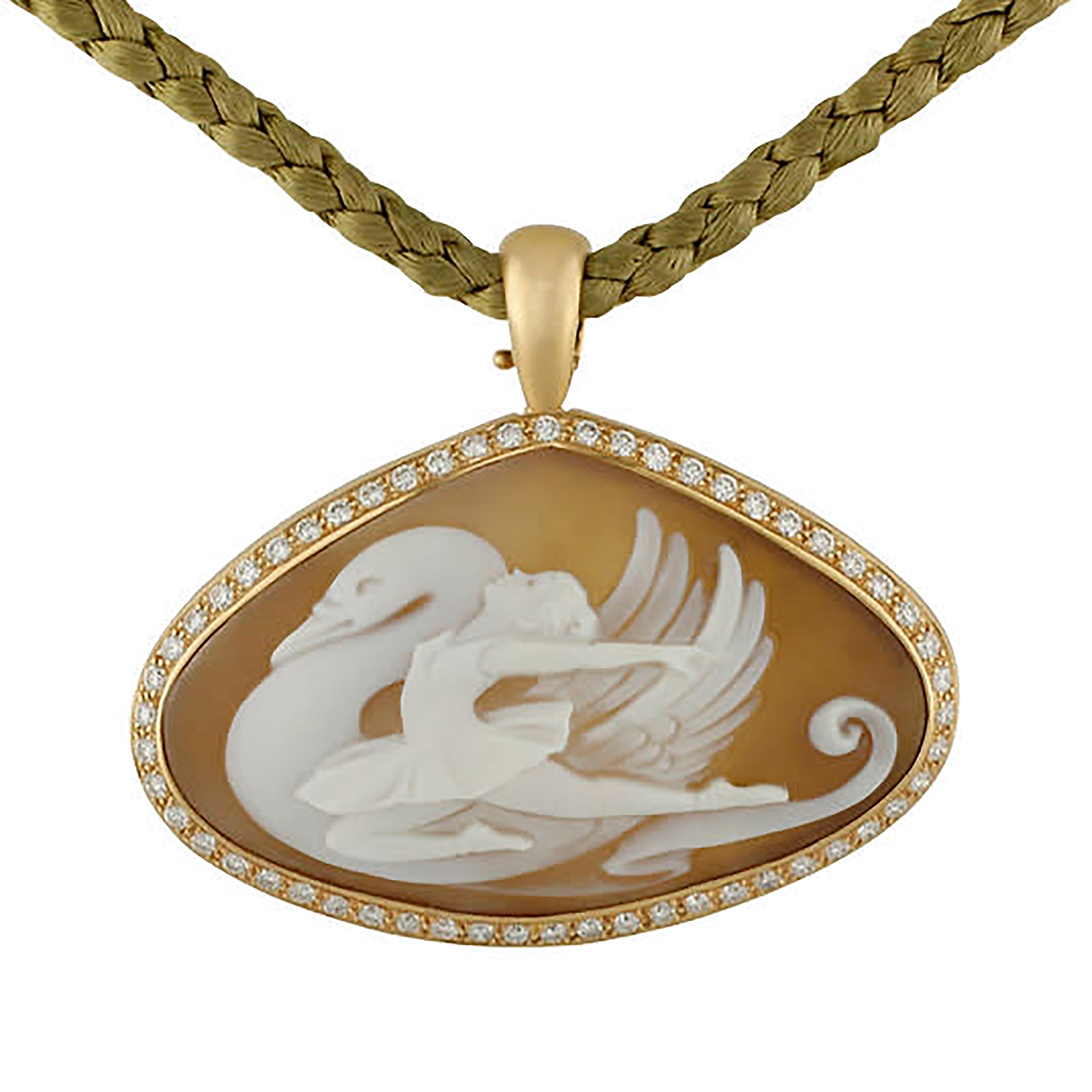 Swan Necklace - Pendant Set for Girls - Golden Swans Pendant Set by  Blingvine