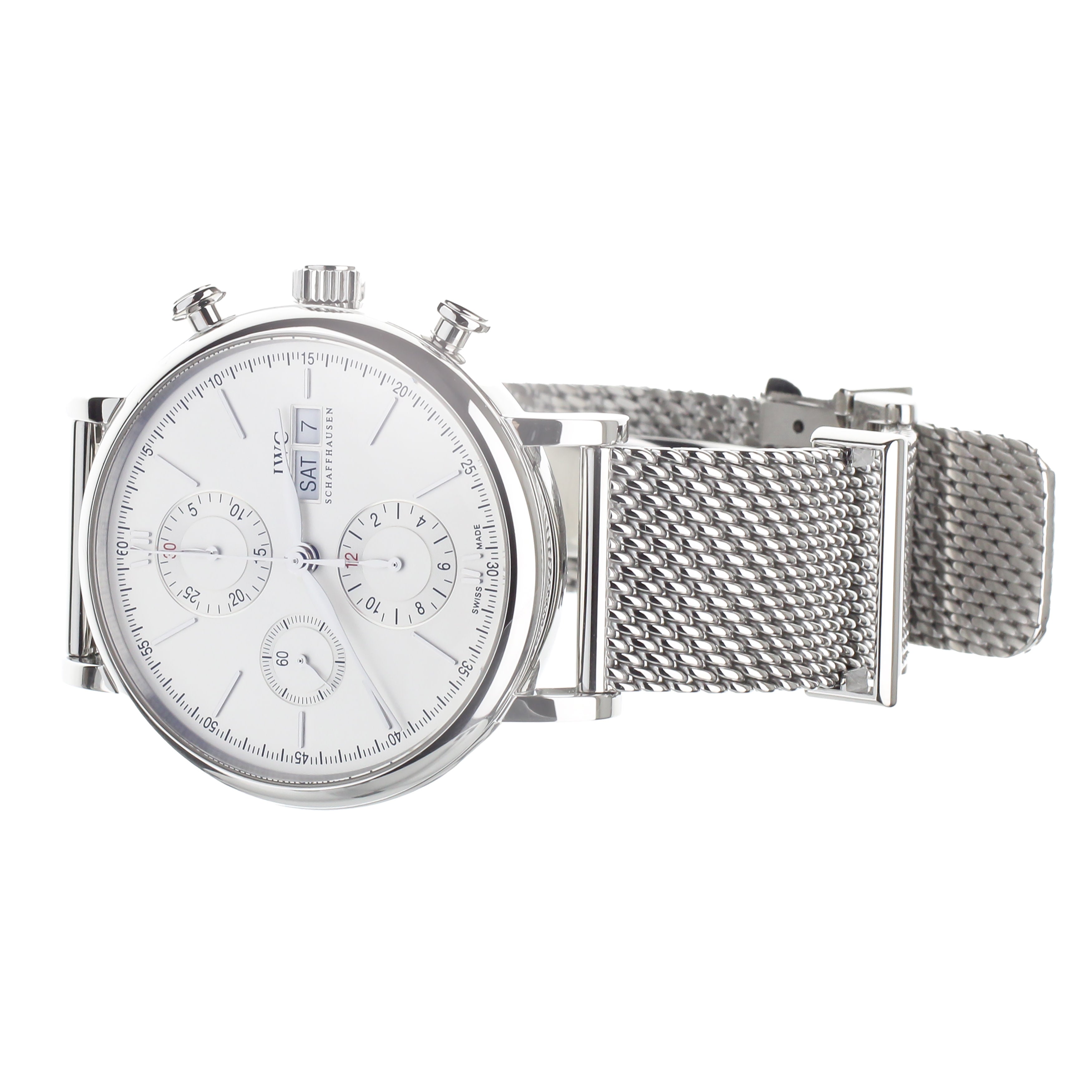 IWC PORTOFINO CHRONOGRAPH STAINLESS STEEL ON BRACELET SILVER DIAL 42MM