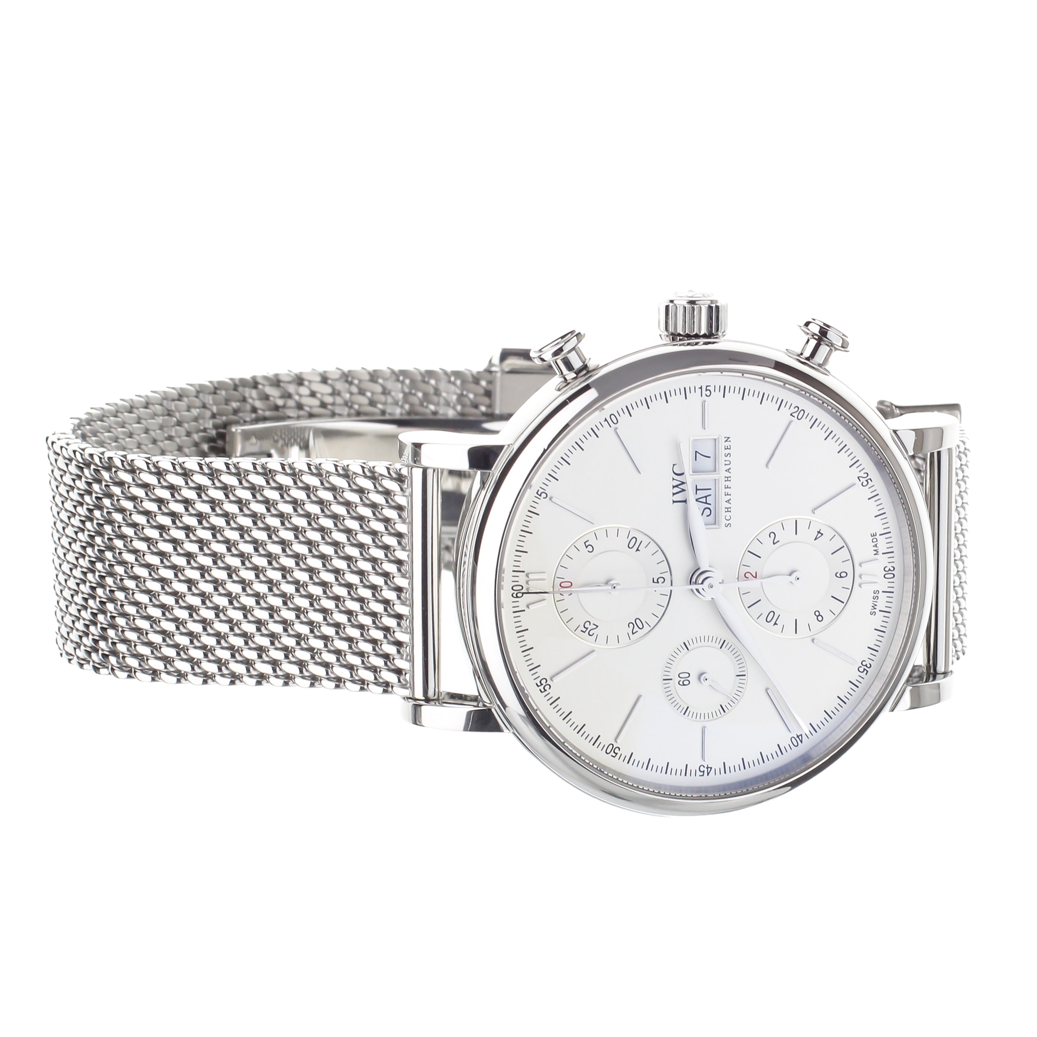 IWC PORTOFINO CHRONOGRAPH STAINLESS STEEL ON BRACELET SILVER DIAL 42MM