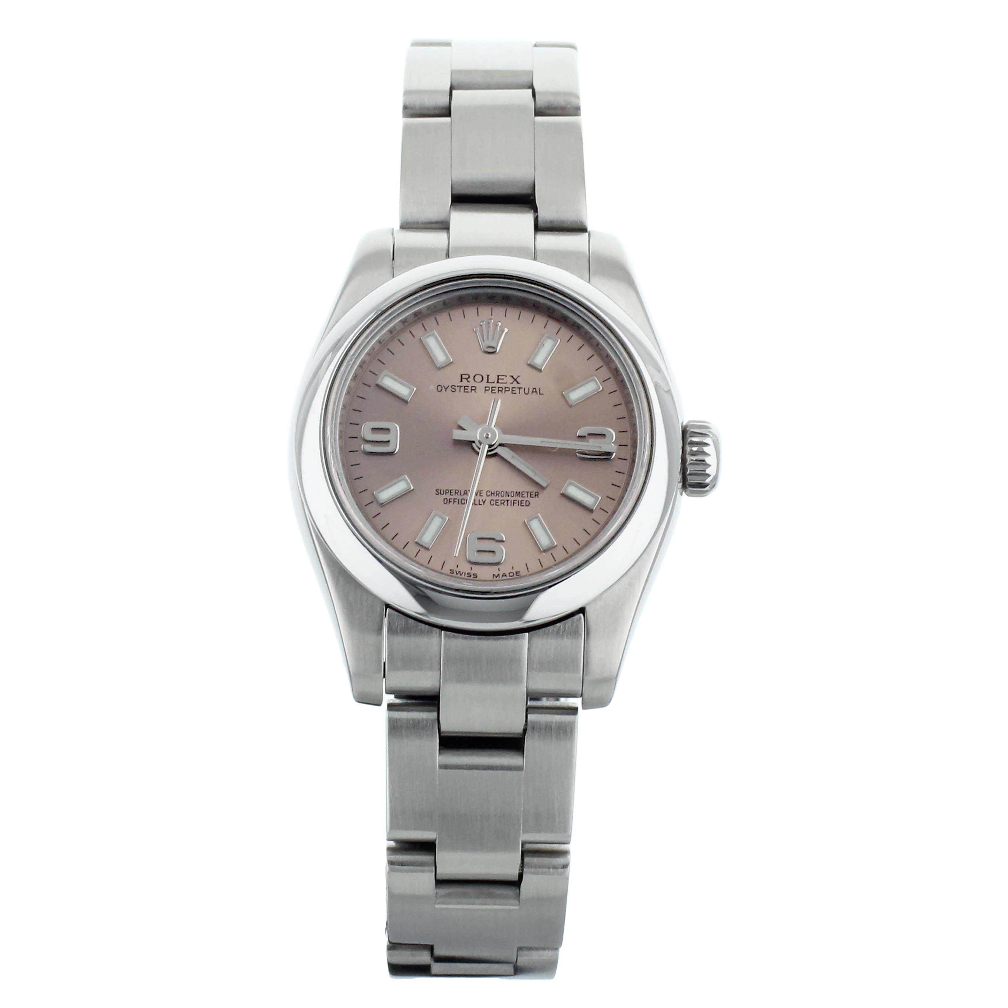 Rolex Oyster Perpetual Pink Dial Stainless Steel on Bracelet 26mm 1762