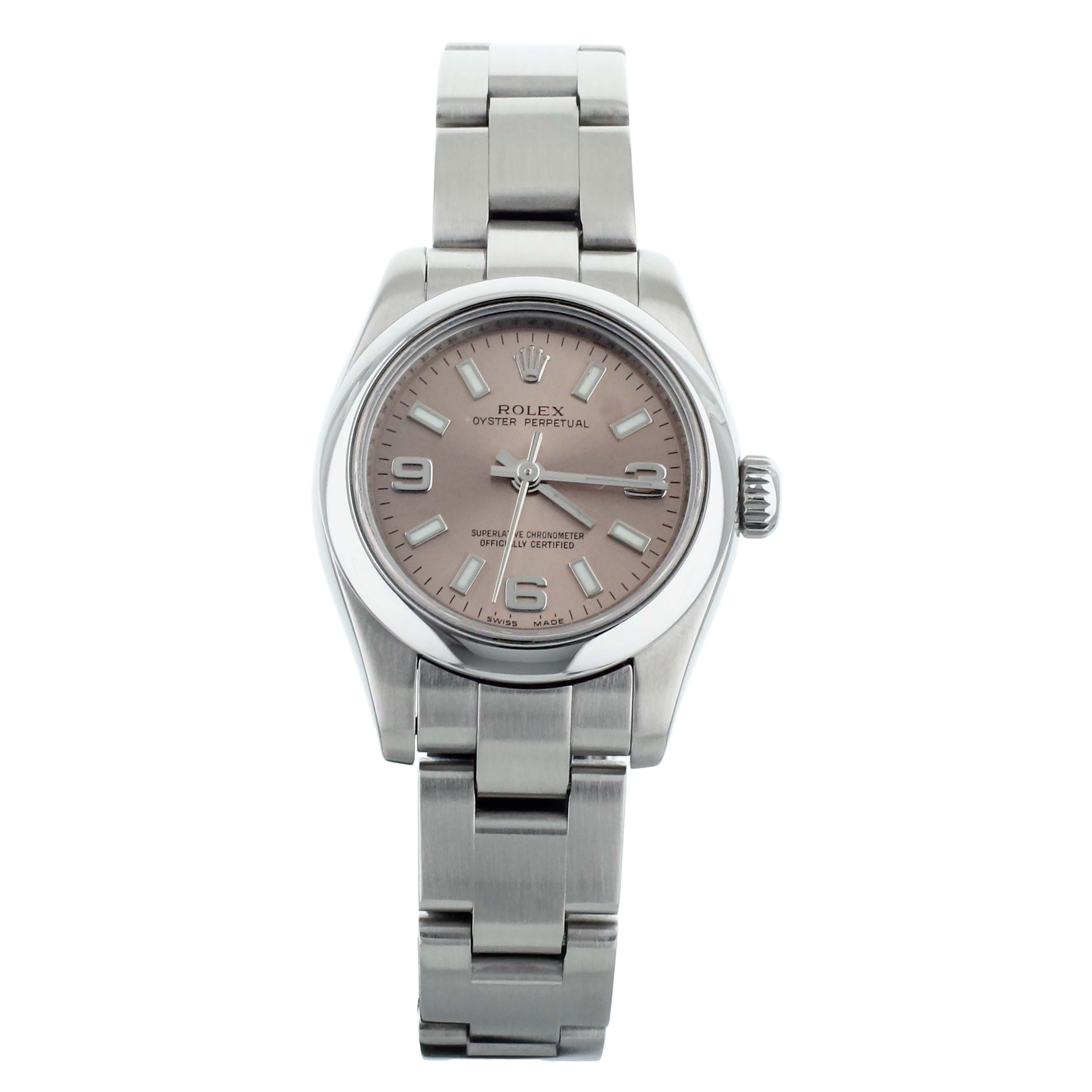 Rolex Oyster Perpetual Pink Dial Stainless Steel on Bracelet 26mm 176200