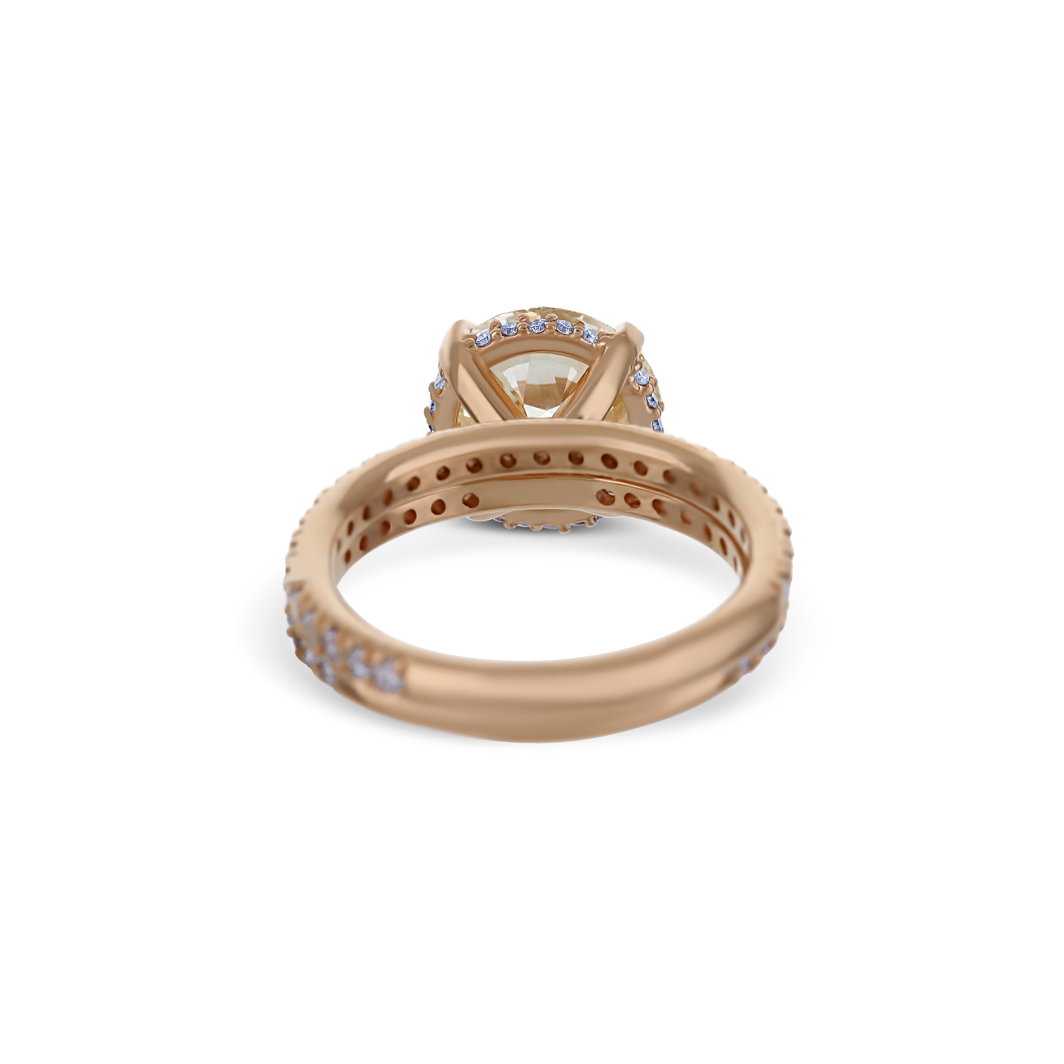 18K Rose Gold Bridal Set With Gia Certified Old European Brilliant Round Diamond Center Stone