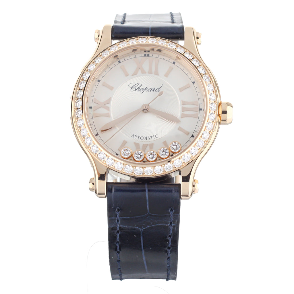 Chopard Happy Sport Rose Gold Diamond Bezel 33mm 275378 5003 Full Set