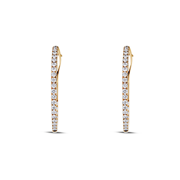 18K Rose Gold 1 Inch Diamond Inside Out Hoops