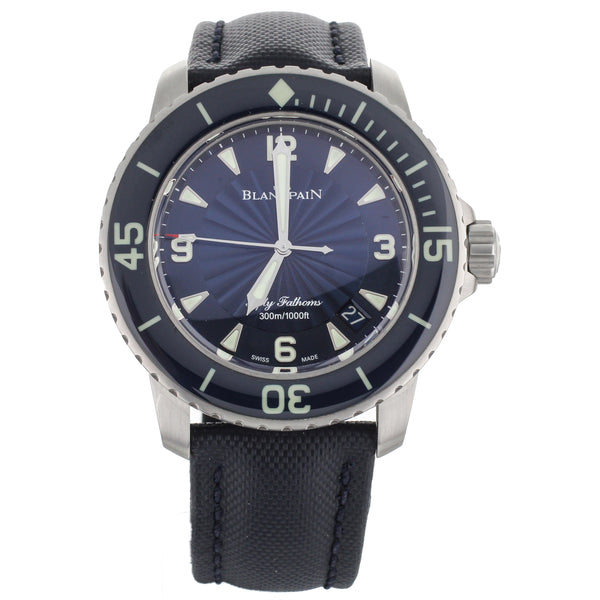 Blancpain Fifty Fathoms Stainless Steel Blue Dial on Canvas 45mm 5015D-1140-52B