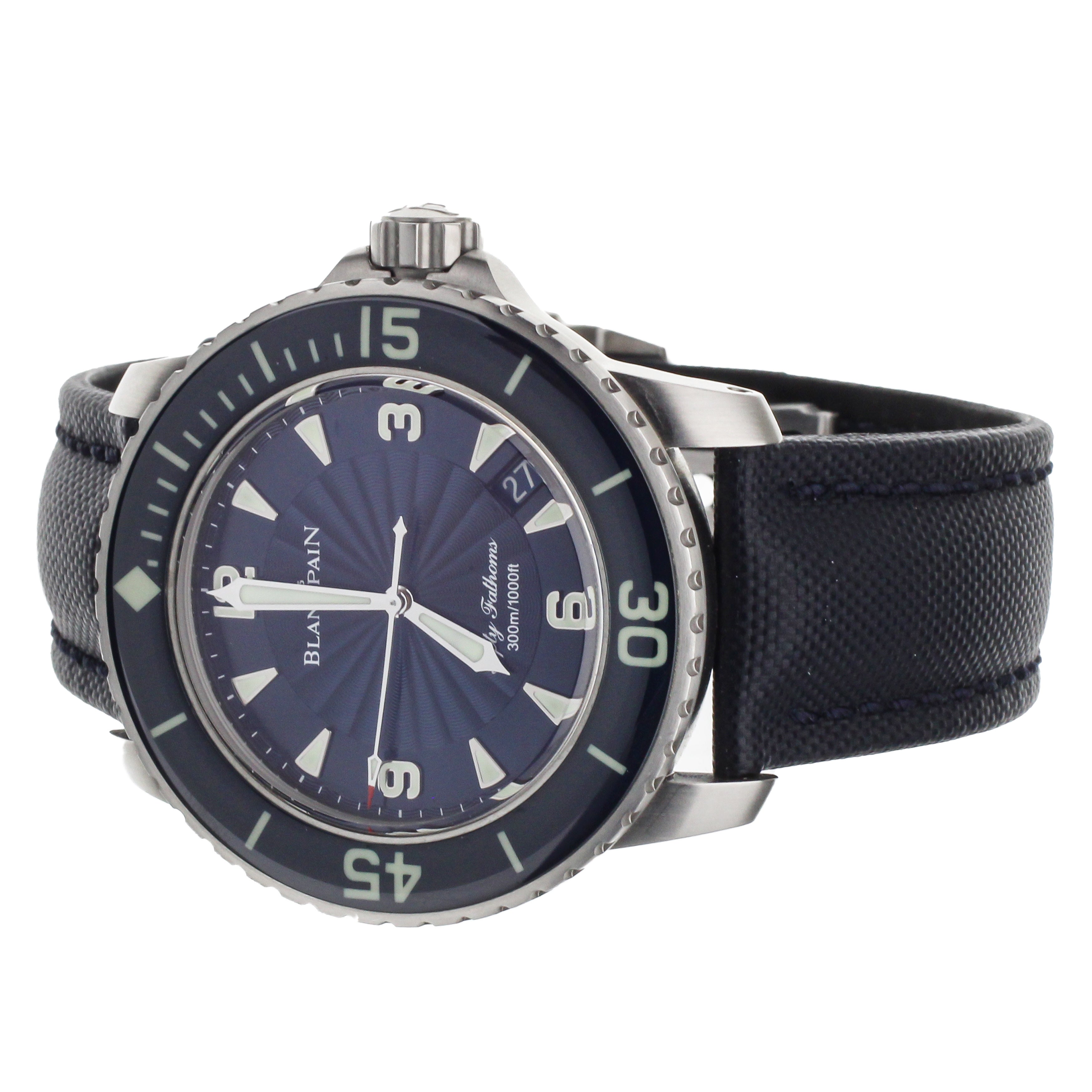 Blancpain Fifty Fathoms Stainless Steel Blue Dial on Canvas 45mm 5015D