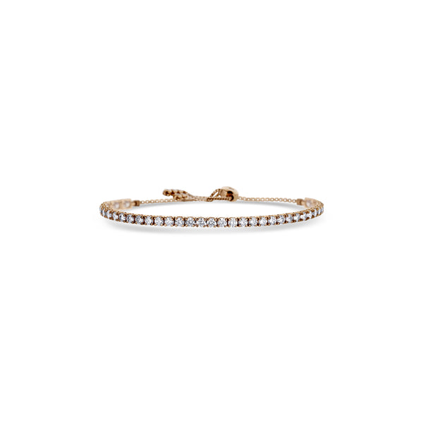 14K Rose Gold Four Prong Bolo Diamond Bracelet