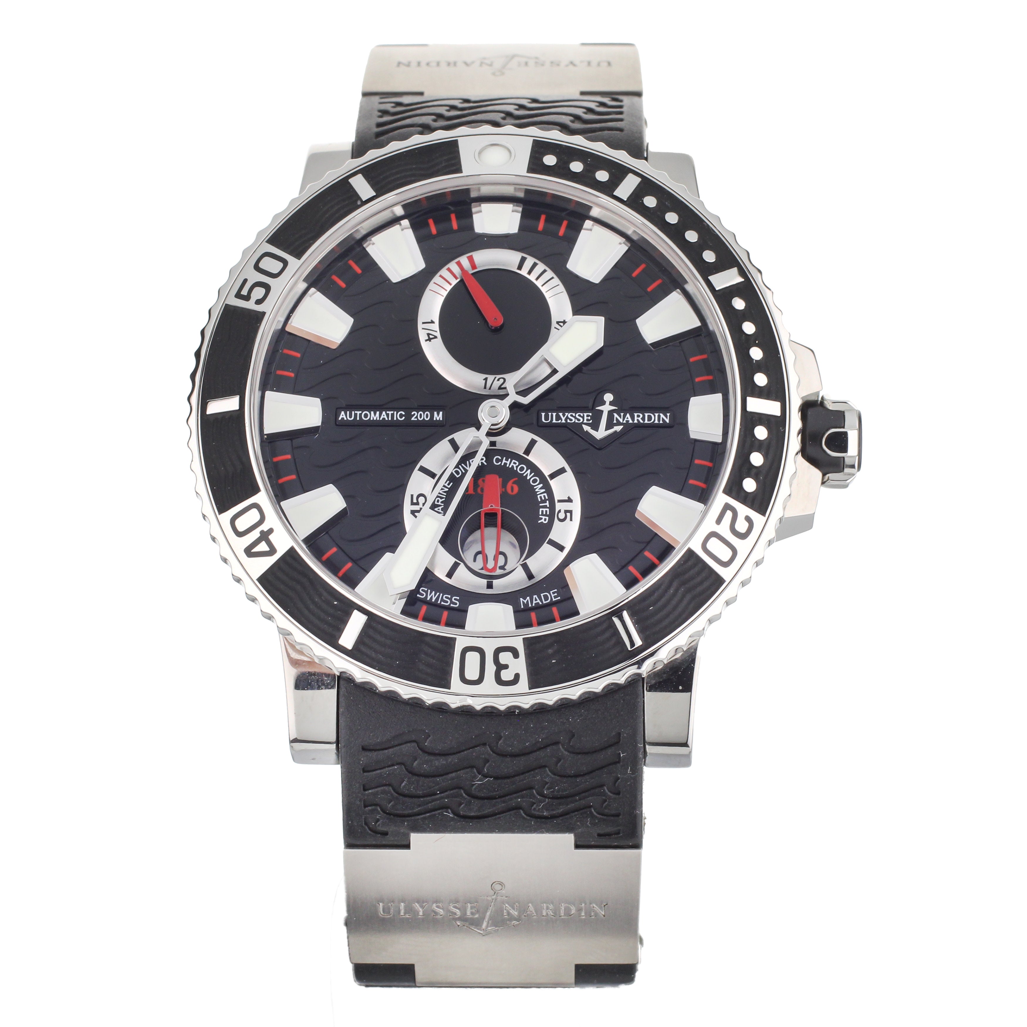 Ulysse Nardin Maxi Marine Diver Titanium Black Dial Rubber Strap 45mm 263 90