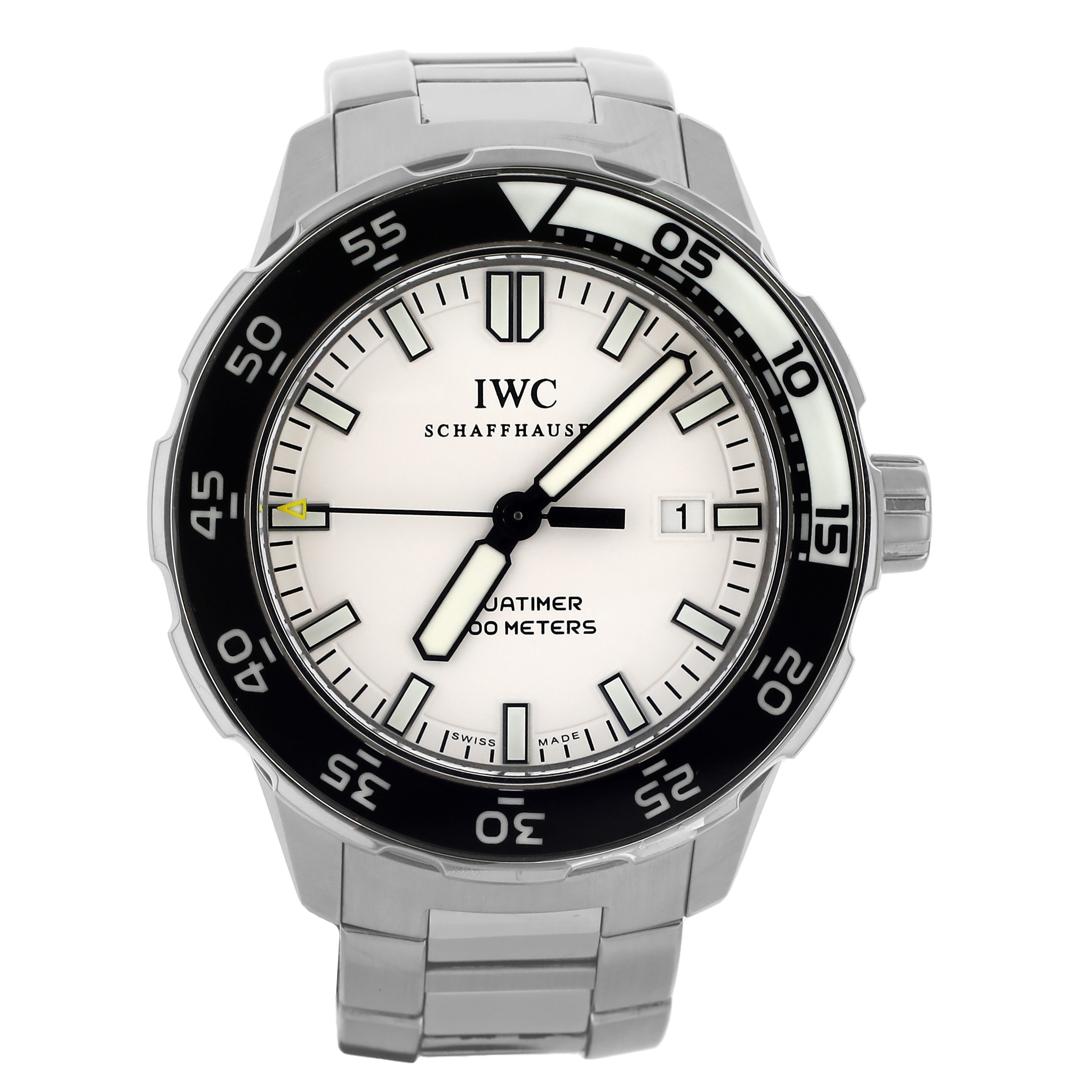 IWC Aquatimer Stainless Steel White Dial on Bracelet Black Bezel 44mm IW356806