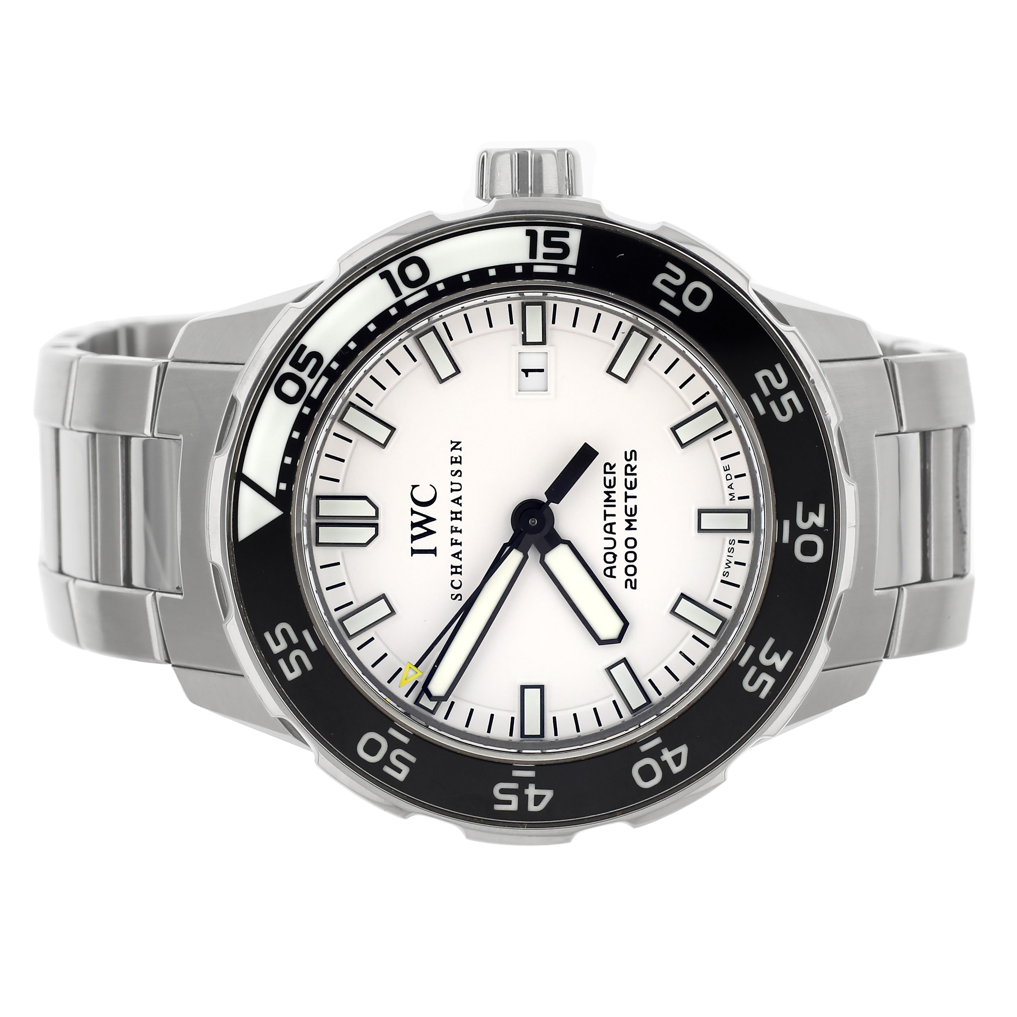 IWC Aquatimer Stainless Steel White Dial on Bracelet Black Bezel 44mm IW356806