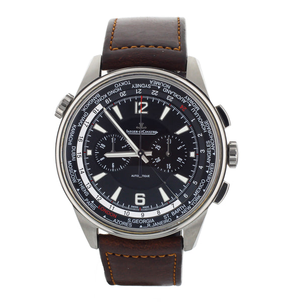 Jaeger LeCoultre Polaris Chronograph World Time Black 44mm Q905T471 Full Set