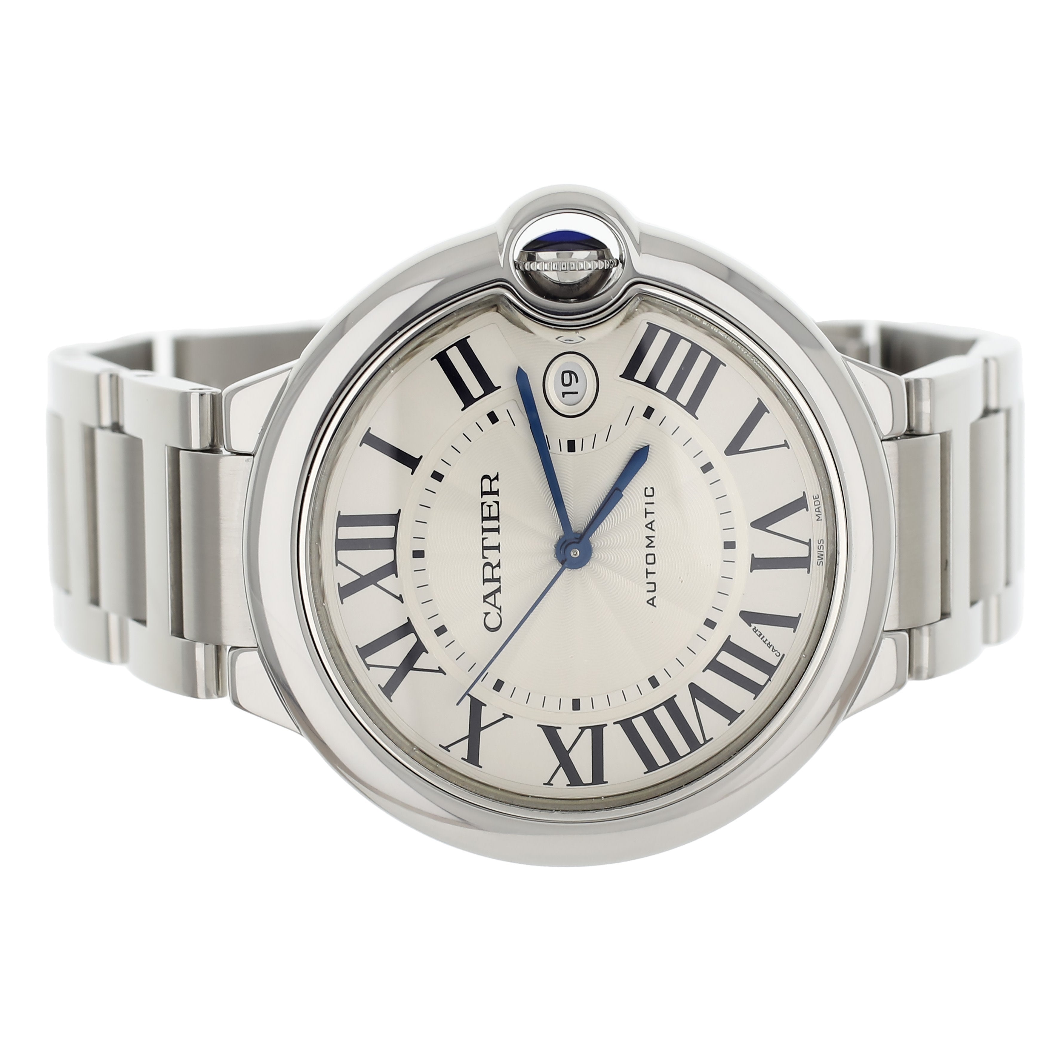 Cartier Ballon Bleu Stainless Steel Silver Dial on Bracelet 42mm W69012Z4