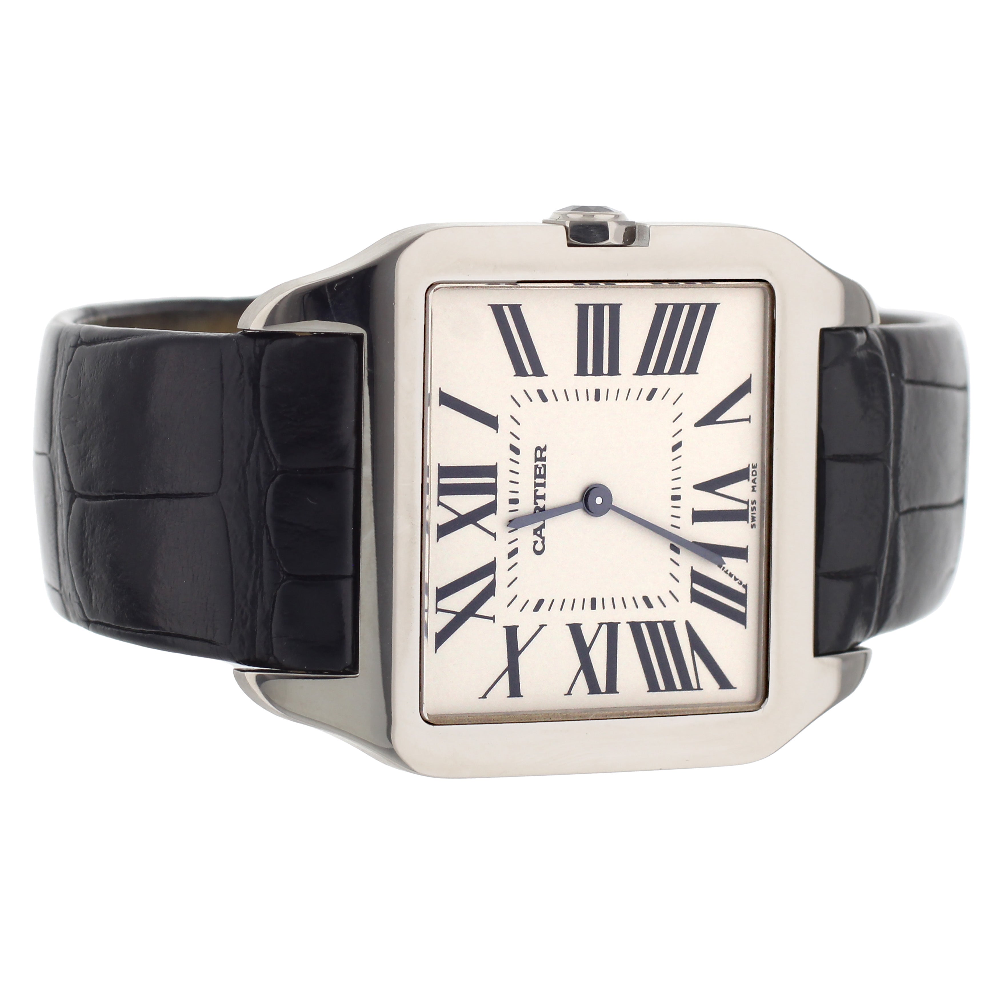 Cartier Santos Dumont White Gold 35 x 44mm 2651 Black Alligator Strap