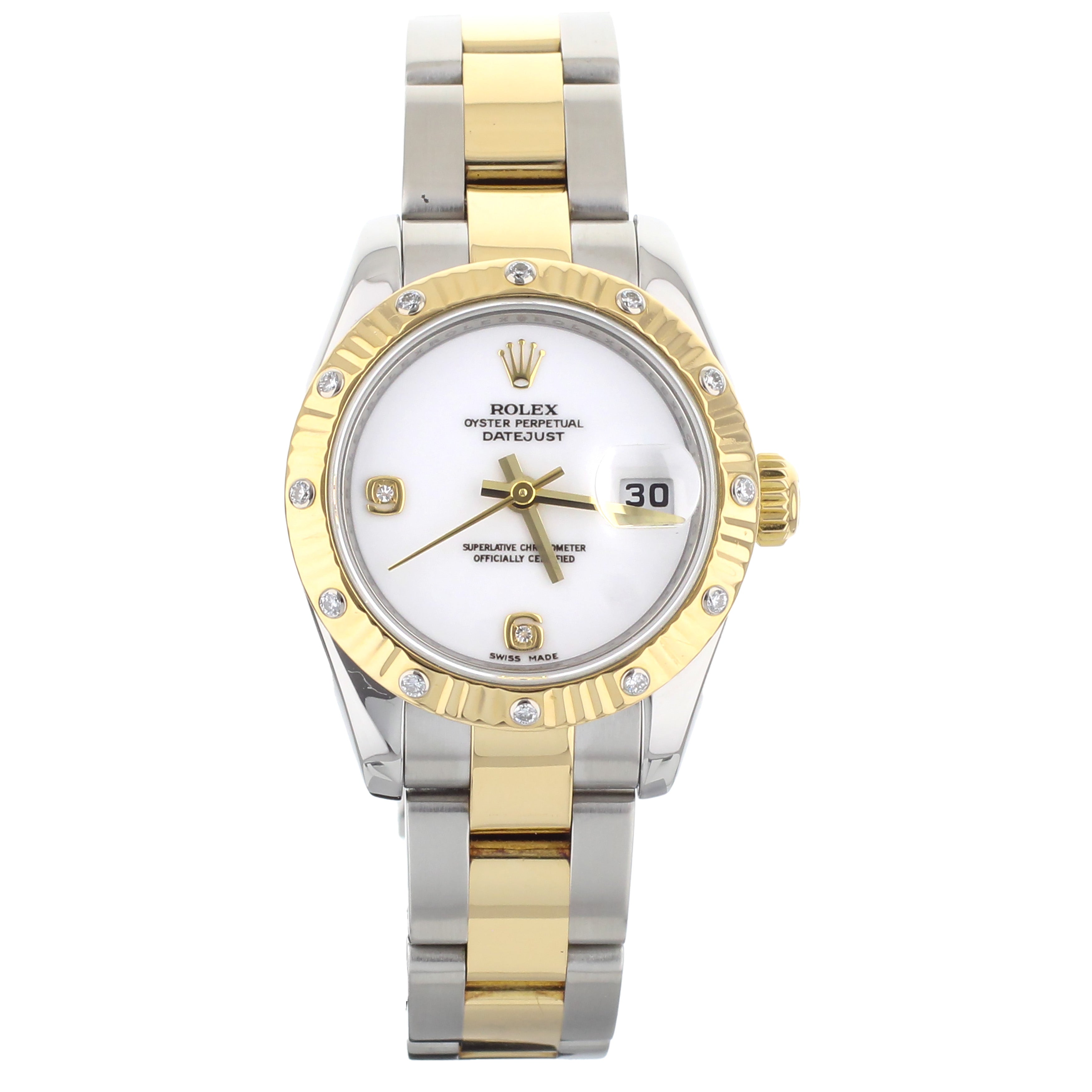 Rolex Datejust Steel Gold Diamond Bezel Diamond Dial 26MM 179313