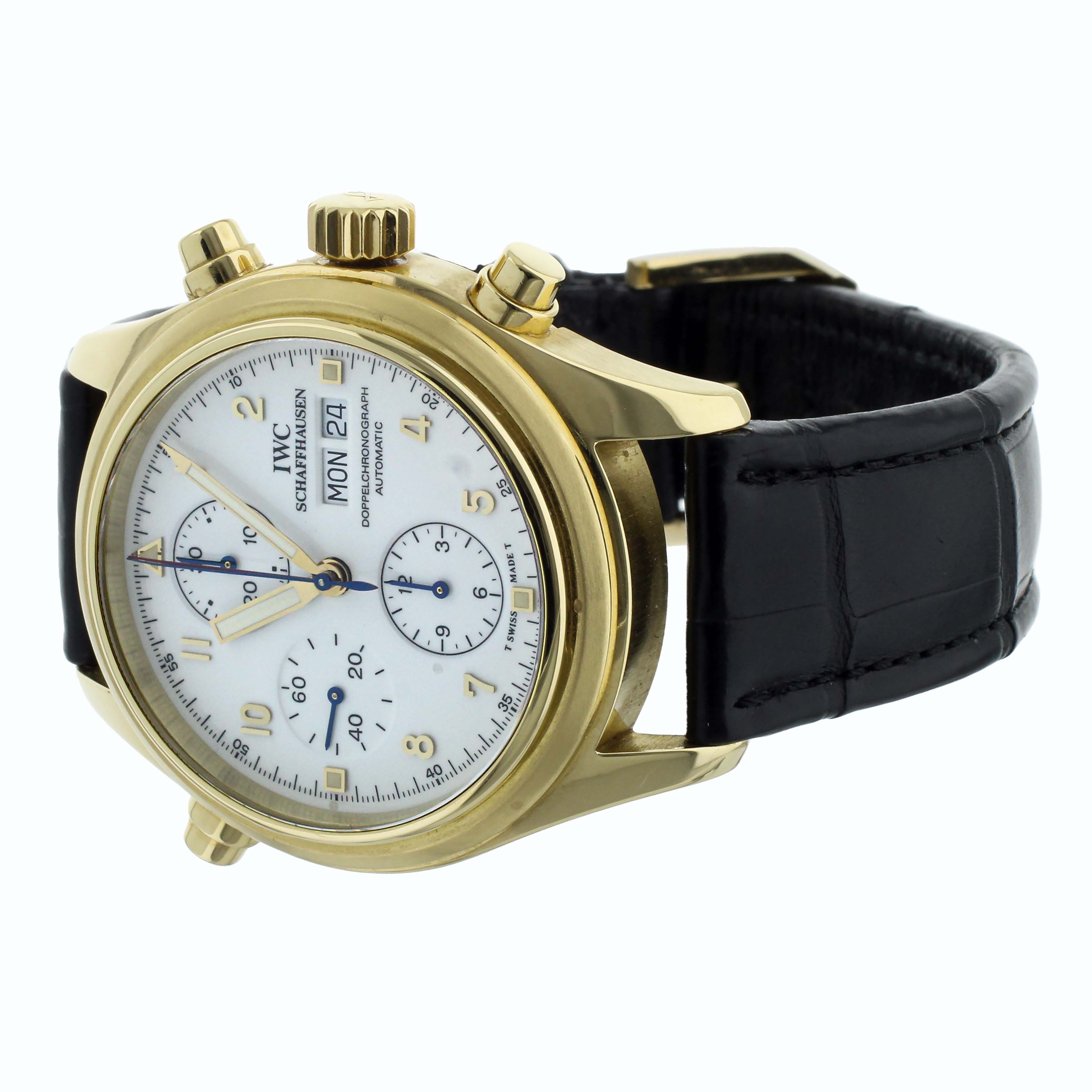 IWC DoppelChronograph Yellow Gold White Dial Split Second Chronograph 42mm 3711