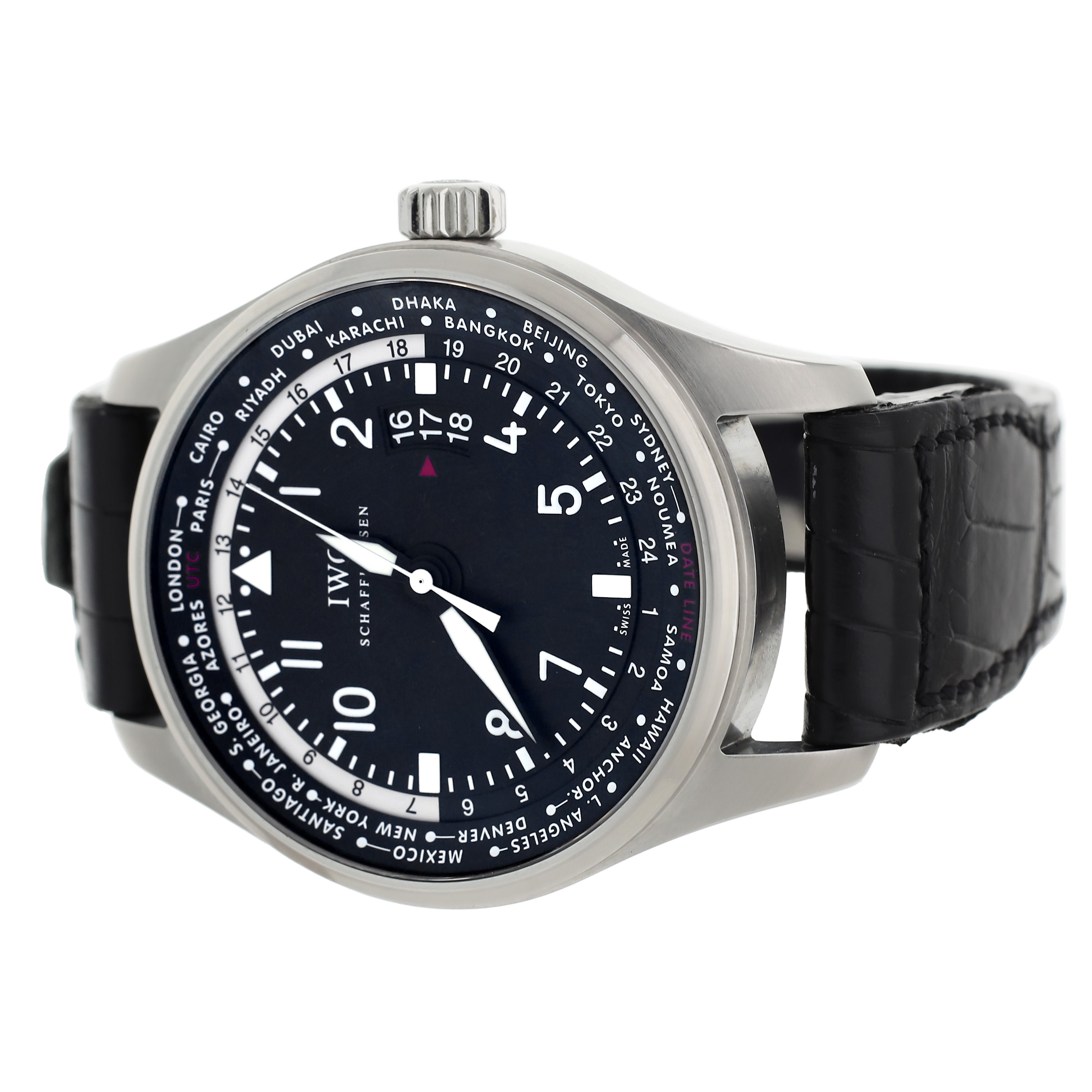 IWC Pilot s Watch Worldtimer Stainless Steel Black Dial 45mm IW326201