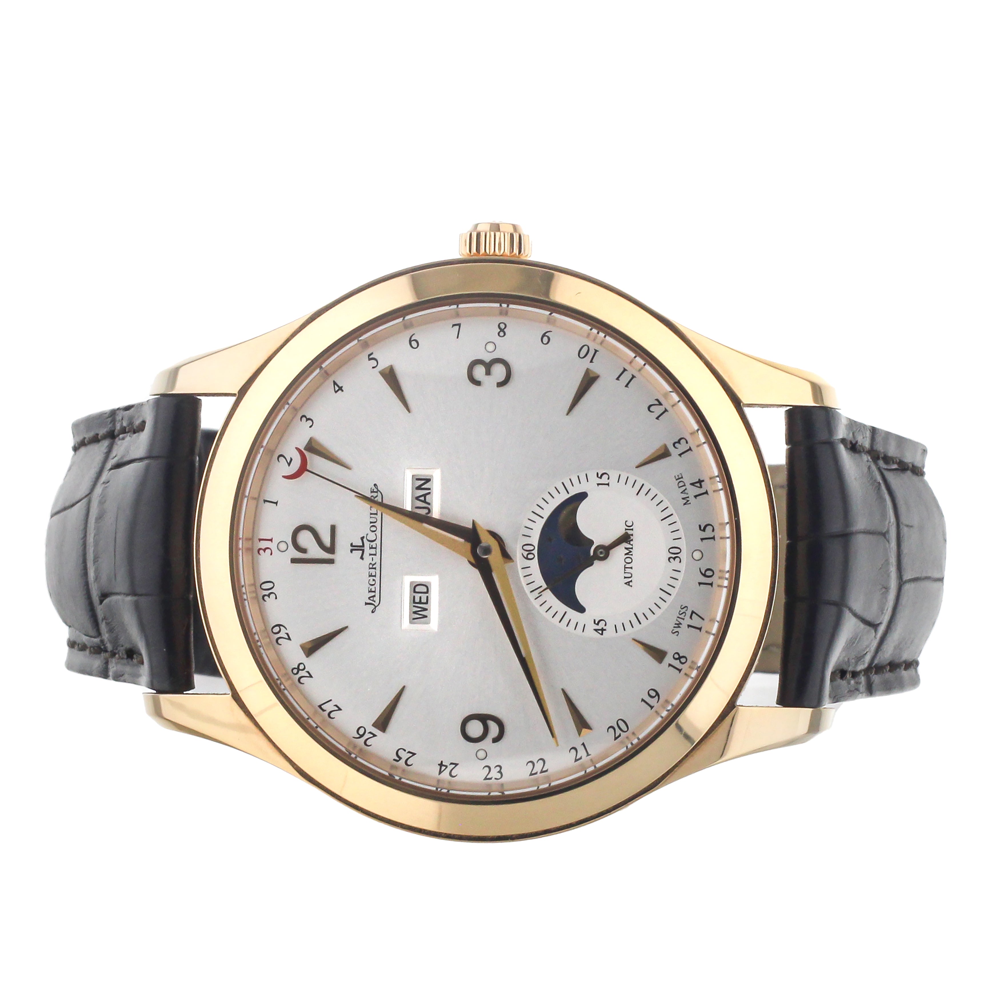 Jaeger LeCoultre Mater Calendar Rose Gold Silver Dial 39mm 176.2.12.S