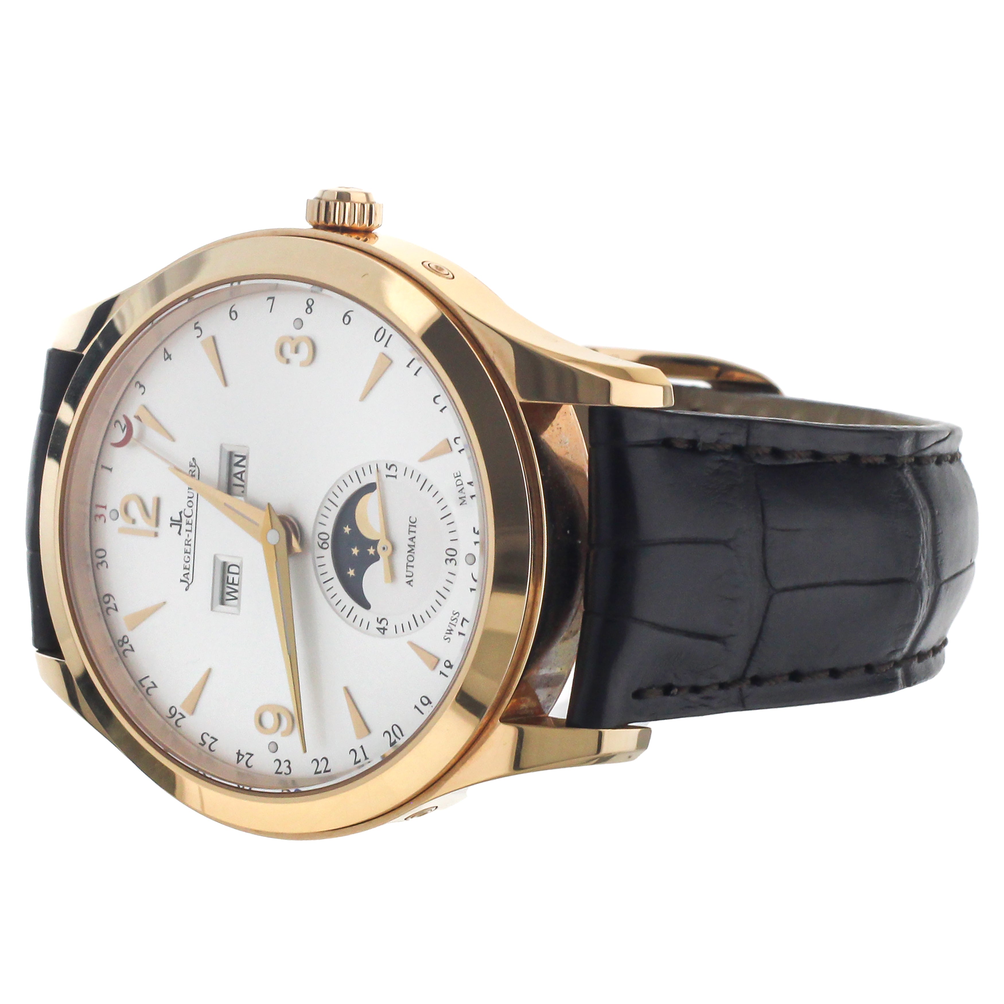 Jaeger LeCoultre Mater Calendar Rose Gold Silver Dial 39mm 176.2.12.S