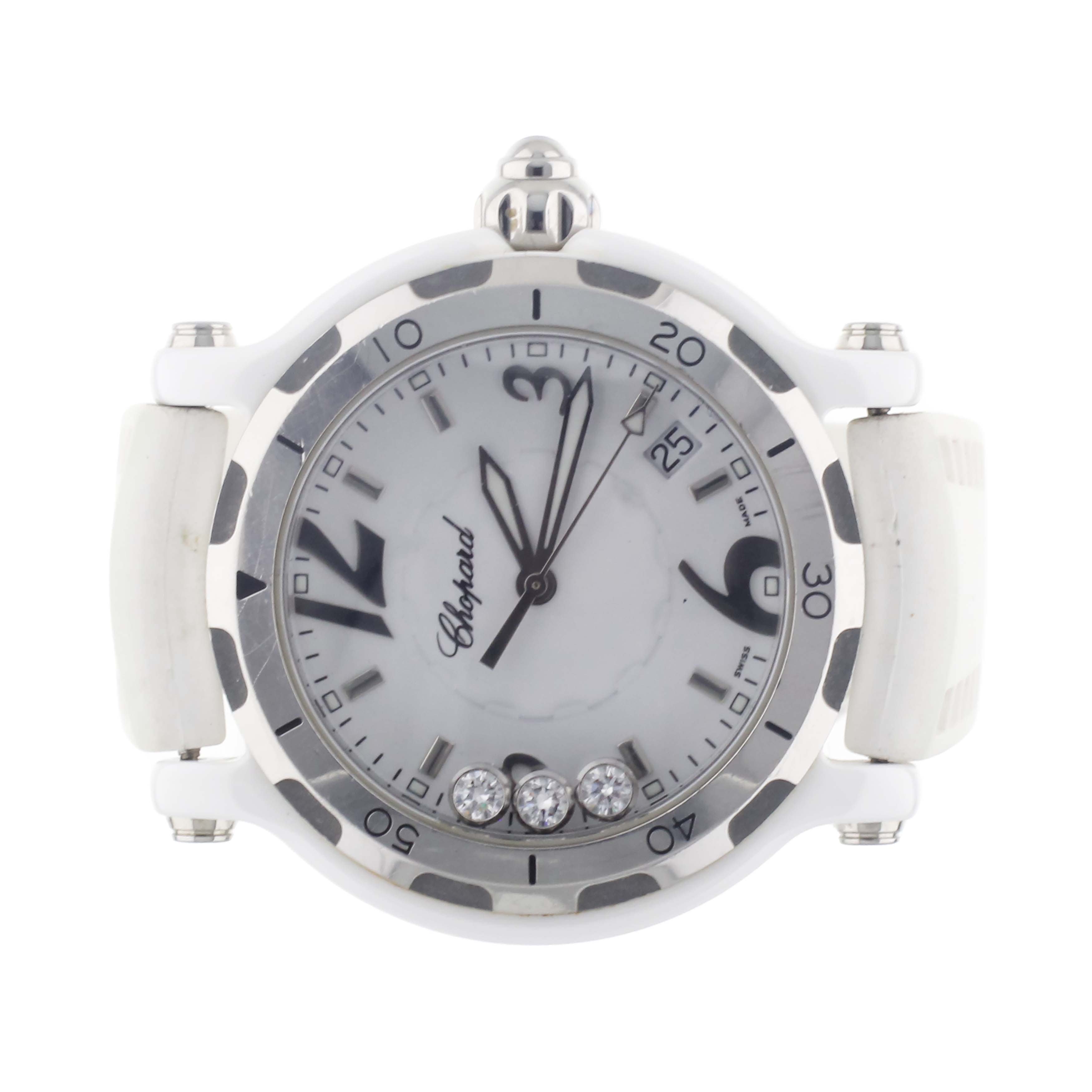 Chopard Happy Sport White Ceramic White Dial Rubber Strap Quartz 38mm 28 8507