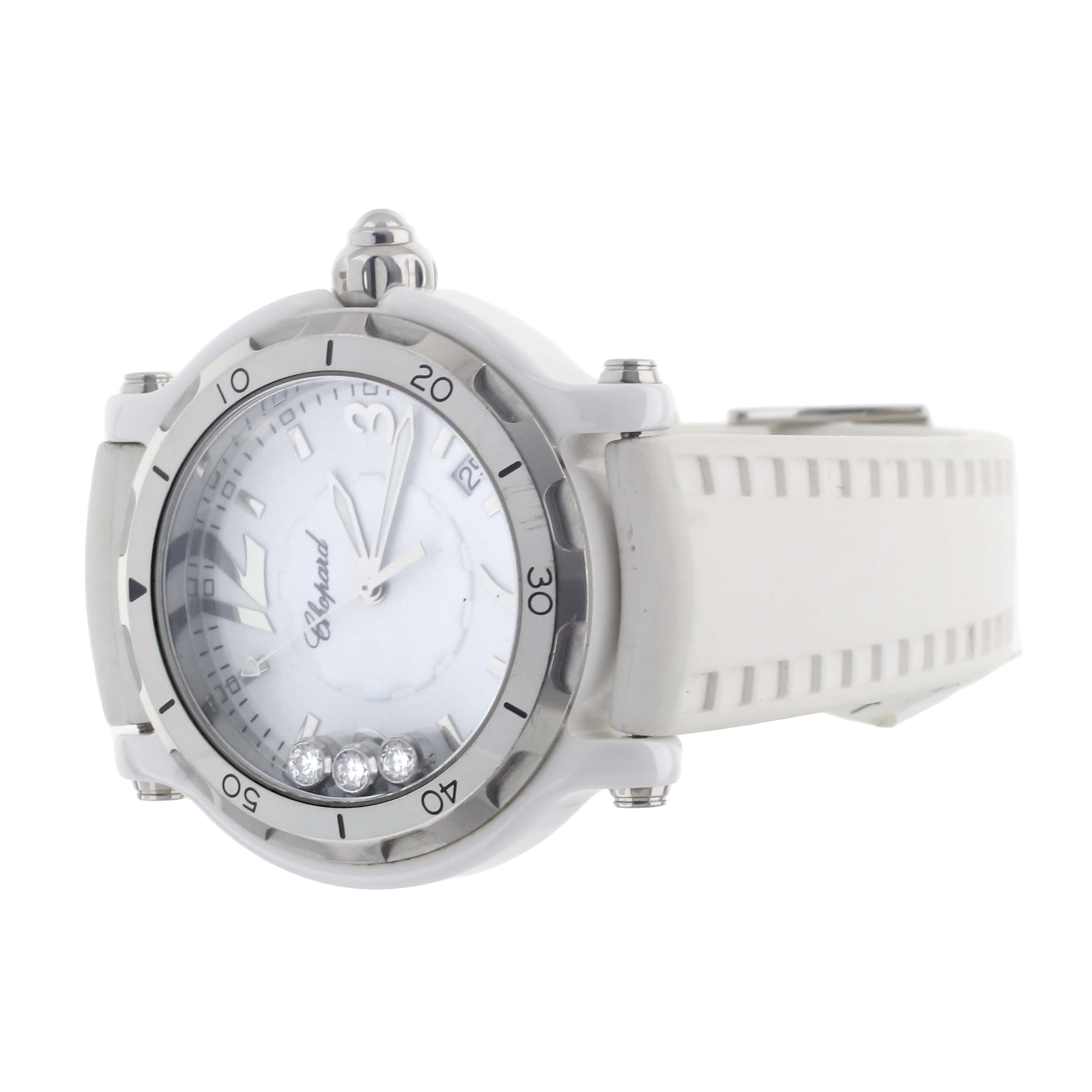 Chopard Happy Sport White Ceramic White Dial Rubber Strap Quartz 38mm