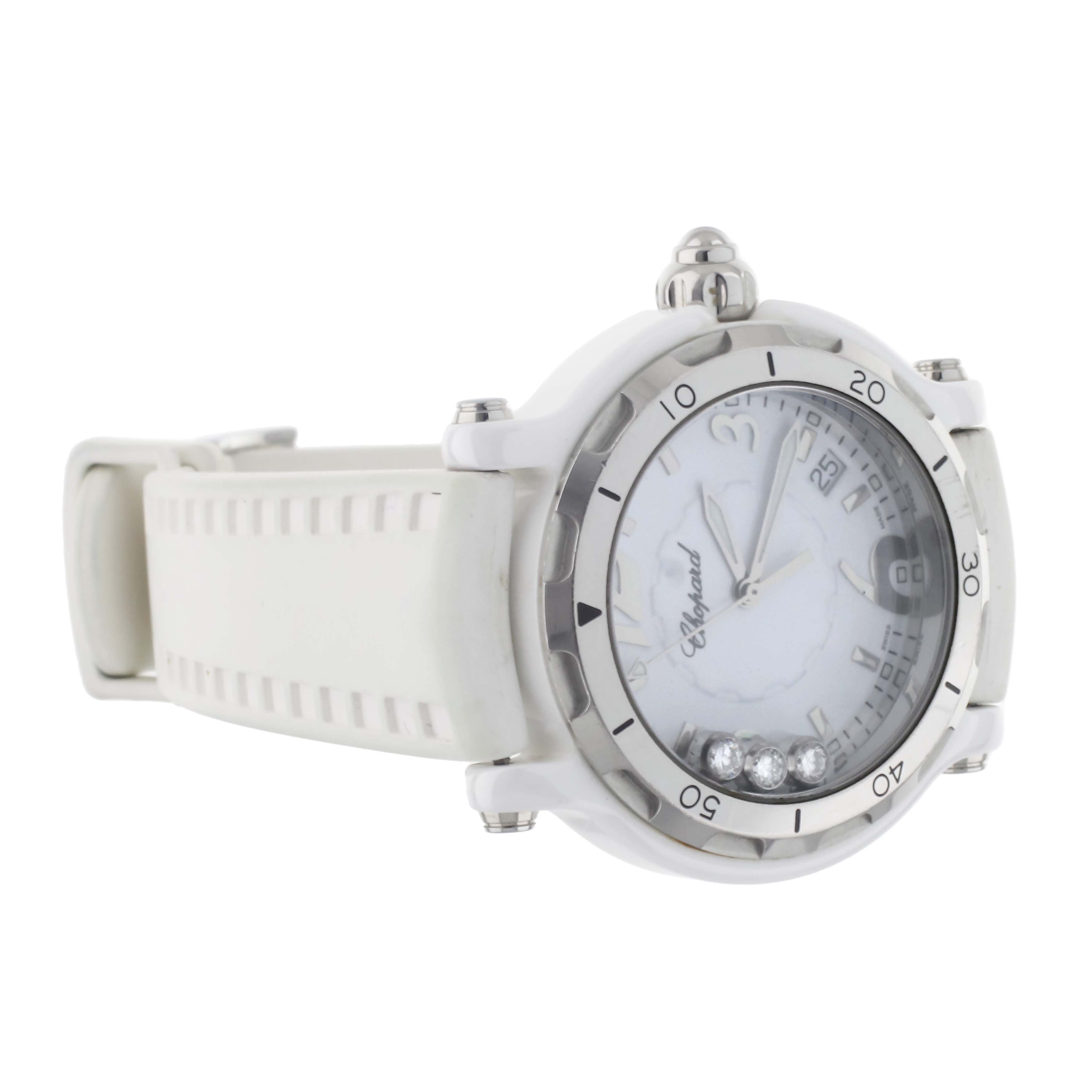 Chopard Happy Sport White Ceramic White Dial Rubber Strap Quartz 38mm