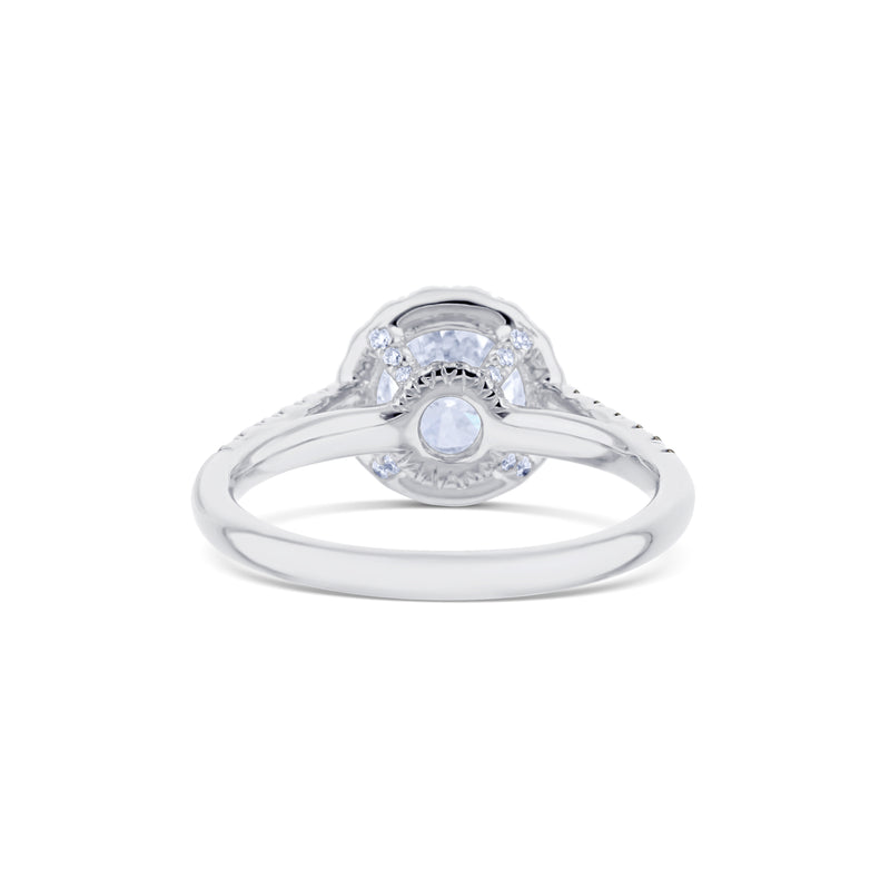 18K White Gold Round Diamond And Halo Ring