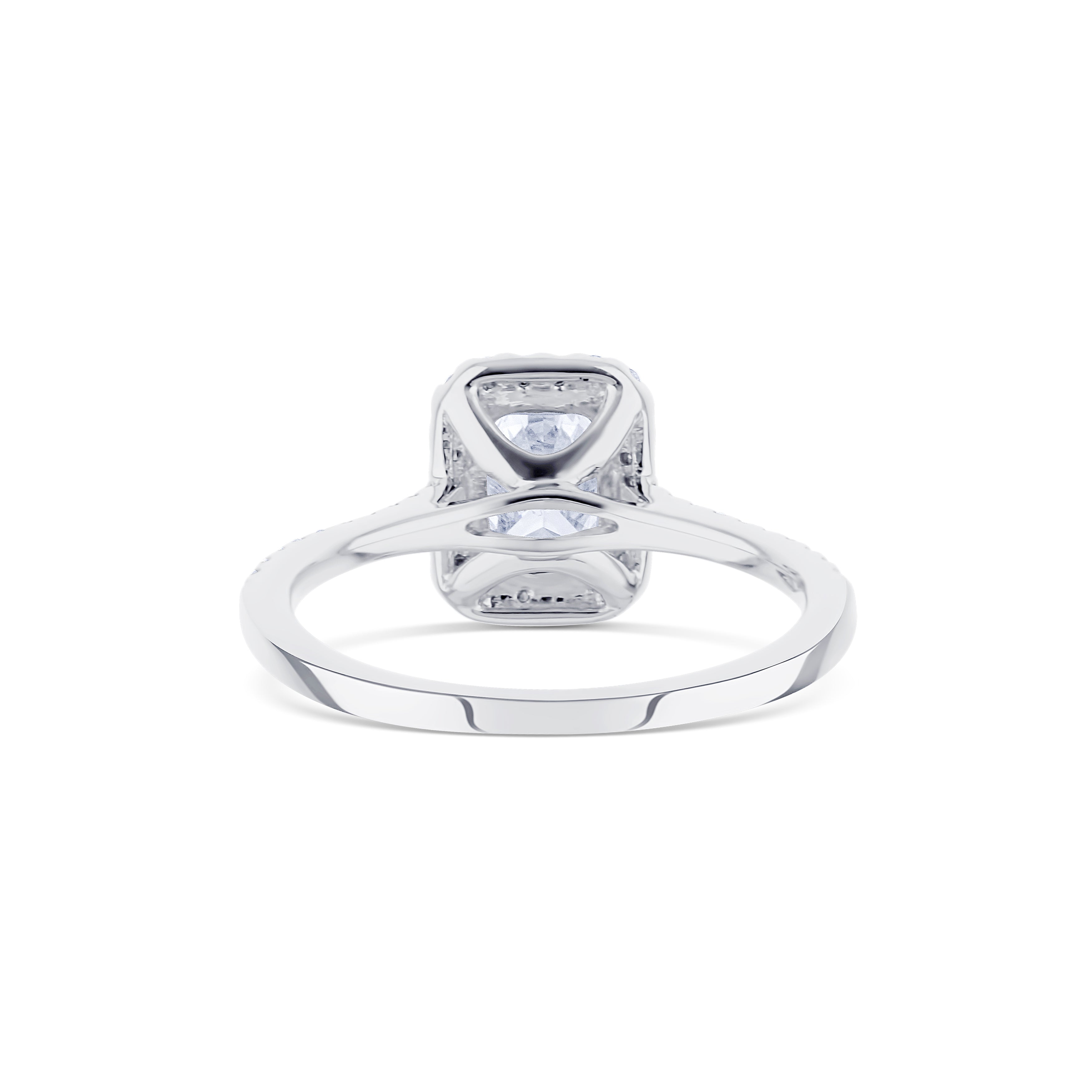 18K White Gold 0.98 Carat Radiant Diamond Halo Ring