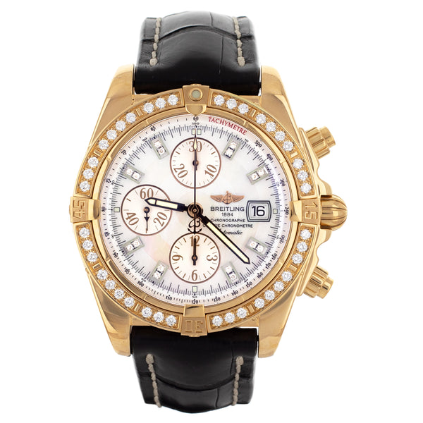 Breitling Chronomat Evolution Rose Gold Baguette Bezel 44mm H1335653 Full Set