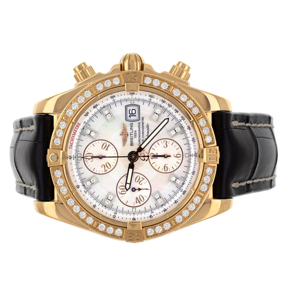 Breitling Chronomat Evolution Rose Gold Baguette Bezel 44mm H1335653 Full Set