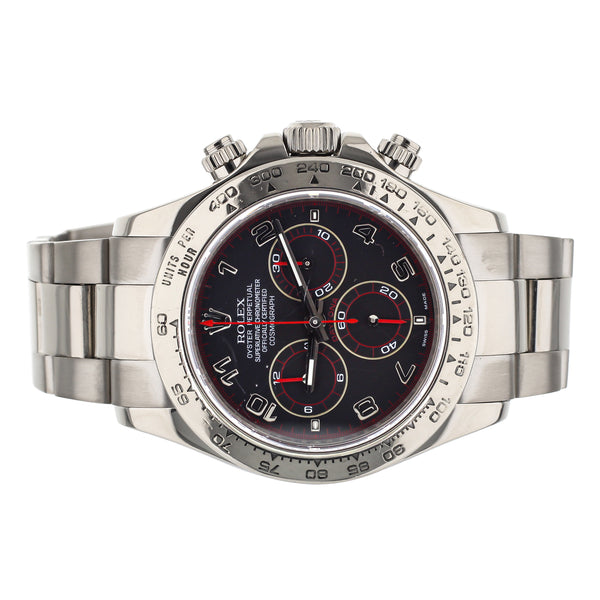 Rolex Daytona Chronograph White Gold Black Arabic Racing Dial 40mm 116509