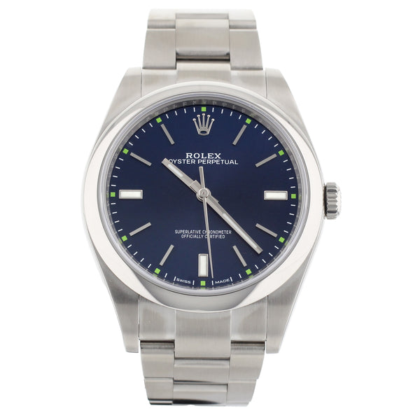Tog beundre Ledsager Rolex Oyster Perpetual Blue Dial Stainless Steel Bracelet Automatic 39 –  Burdeen's Jewelry