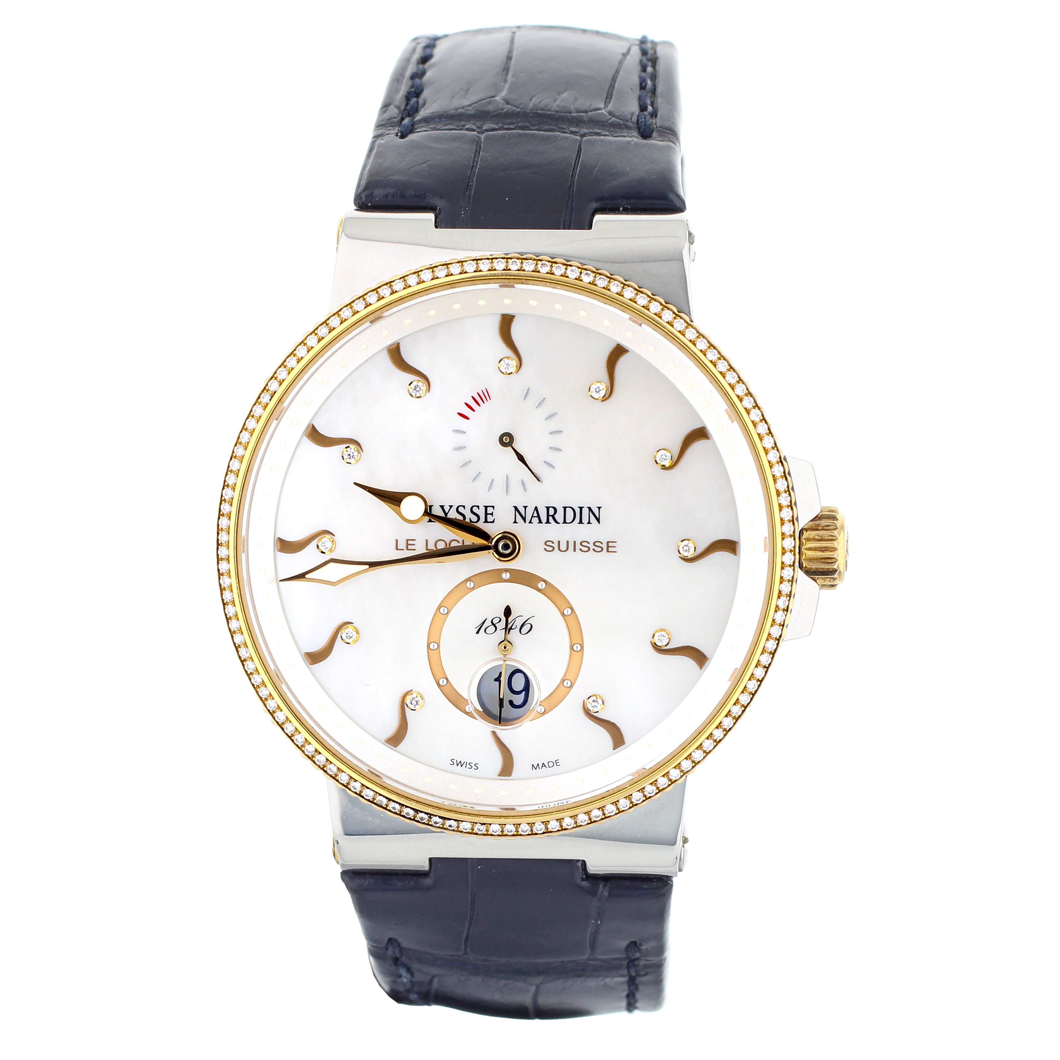 ULYSSE NARDIN MAXI MARINE MOTHER OF PEARL DIAMOND DIAL TWO TONE 41M 265 66