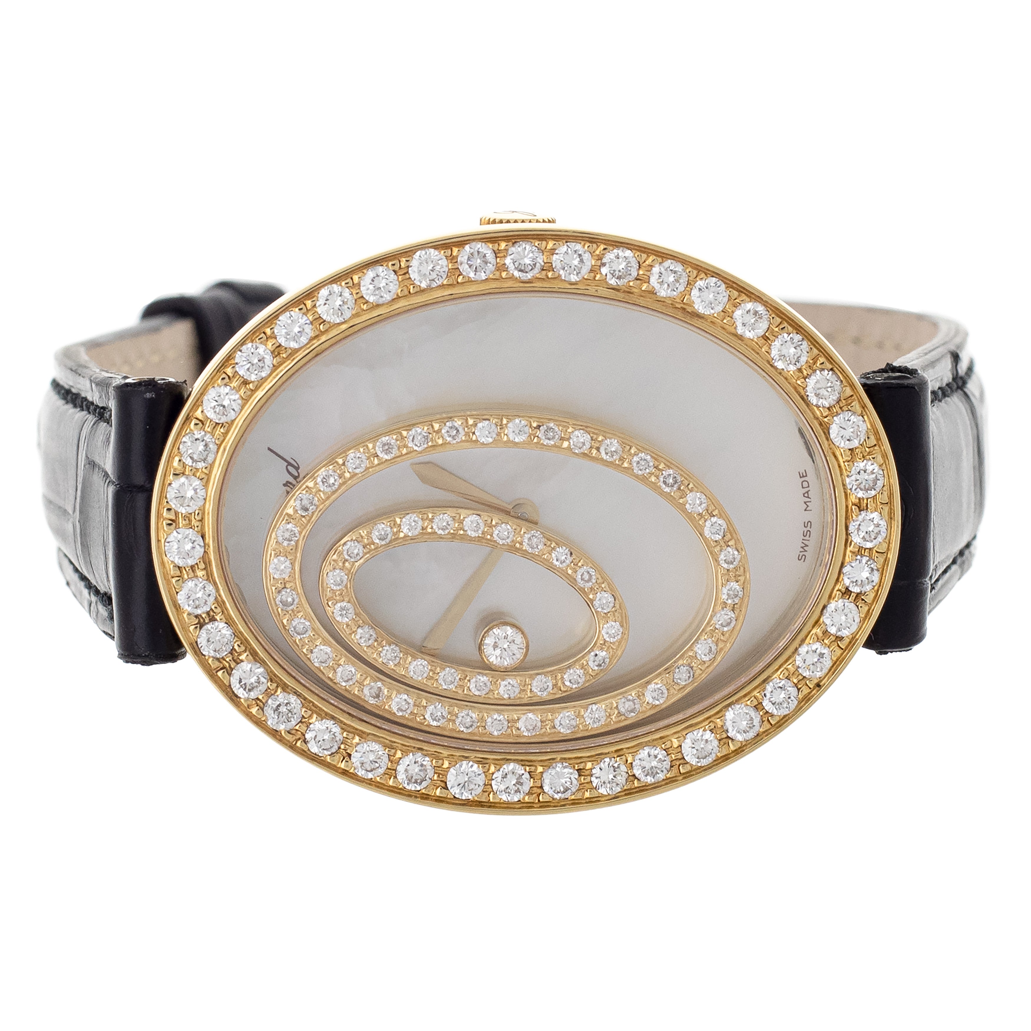 Chopard Happy Spirit Pearl Diamond Oval Yellow Gold 38x30mm Quartz 20