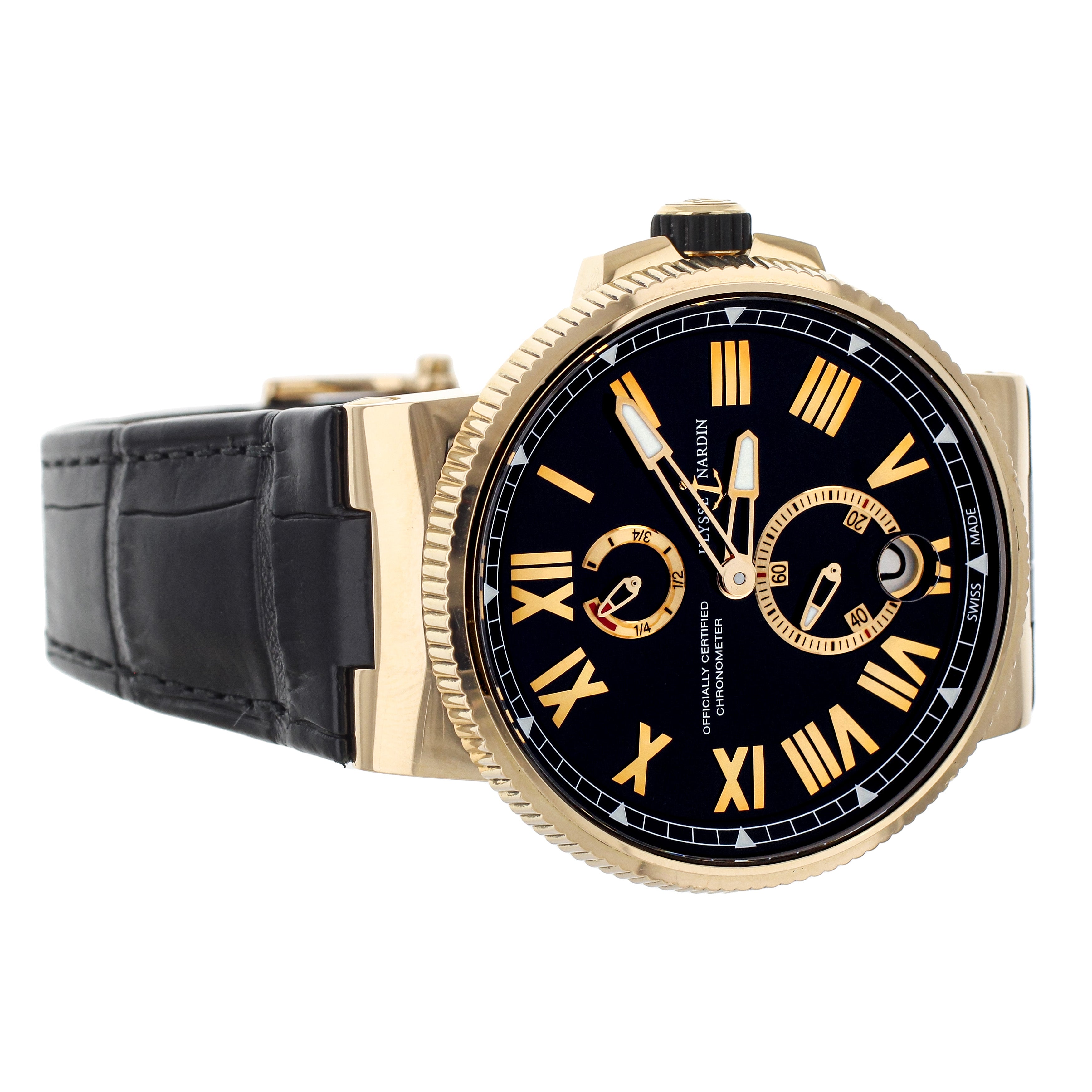 Ulysse Nardin Marine Chronometer Black Dial Gold 45MM 1186 122 42