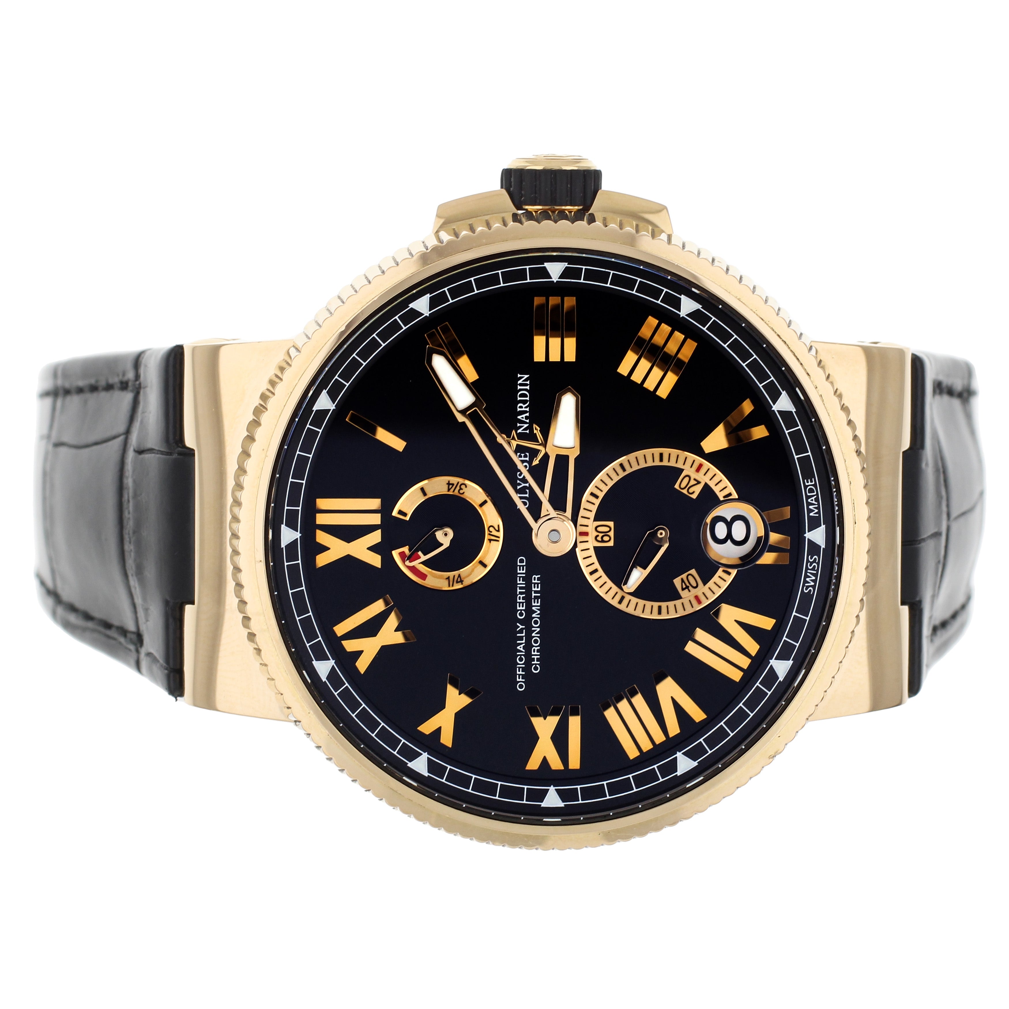 Ulysse Nardin Marine Chronometer Black Dial Gold 45MM 1186 122 42