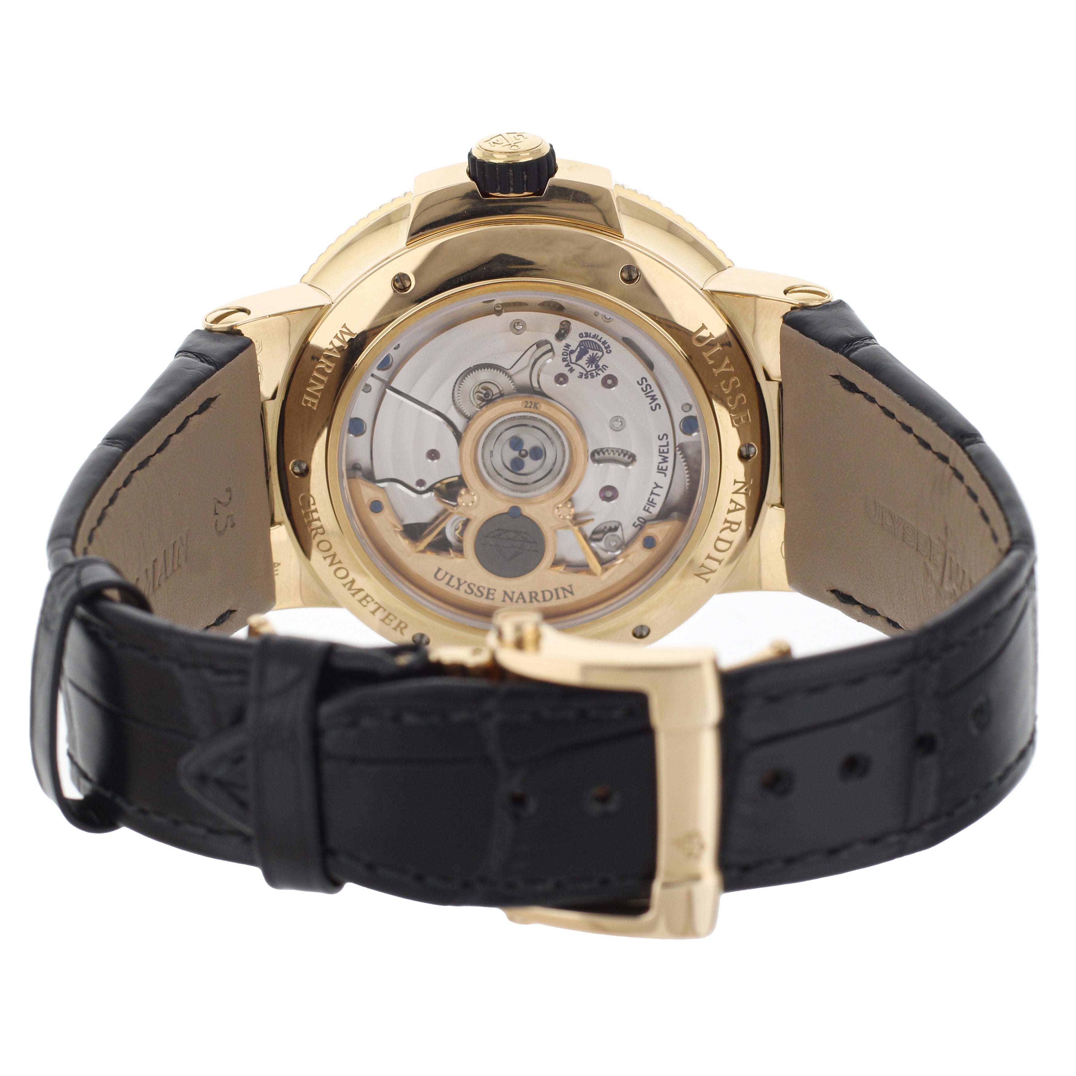 Ulysse Nardin Marine Chronometer Black Dial Gold 45MM 1186 122 42