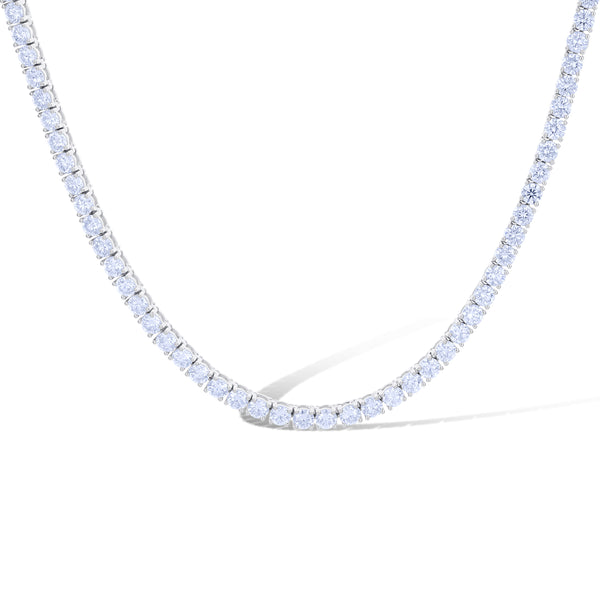 14K White Gold Diamond Tennis Necklace 17.5"
